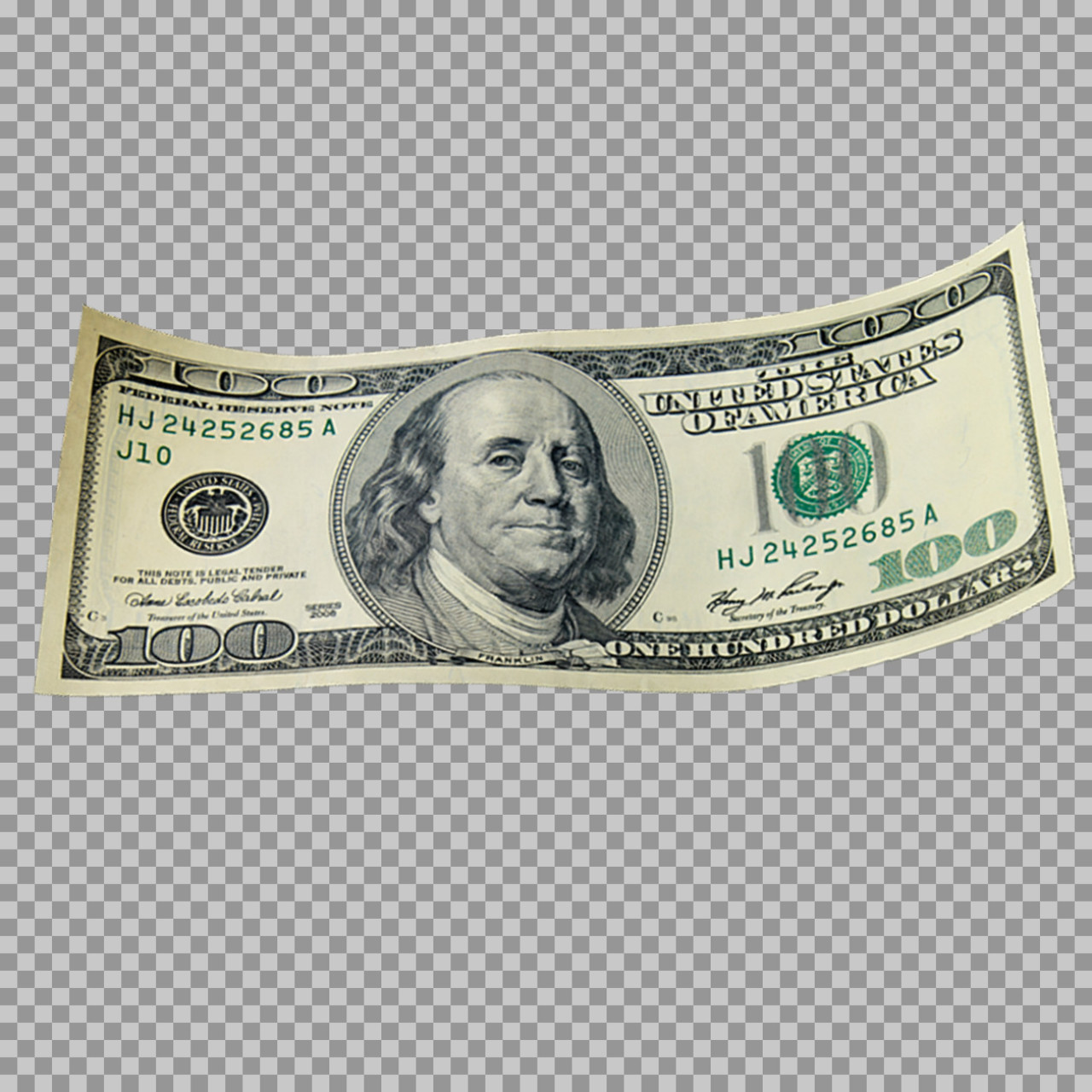 Hundred Dollar Bill PNG | Curved US Currency Image...