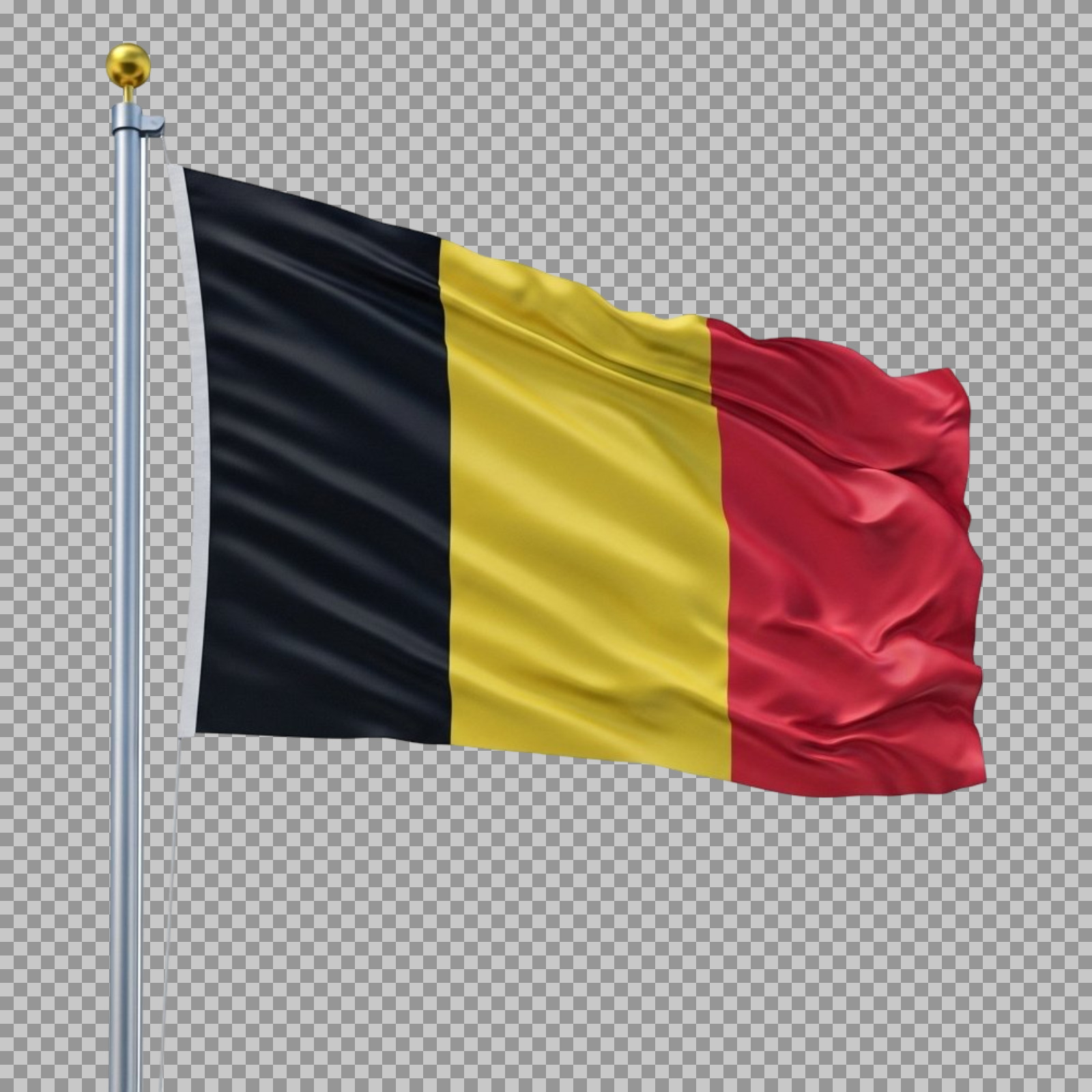 Belgian Flag PNG | Waving on Pole with Transparent Background...