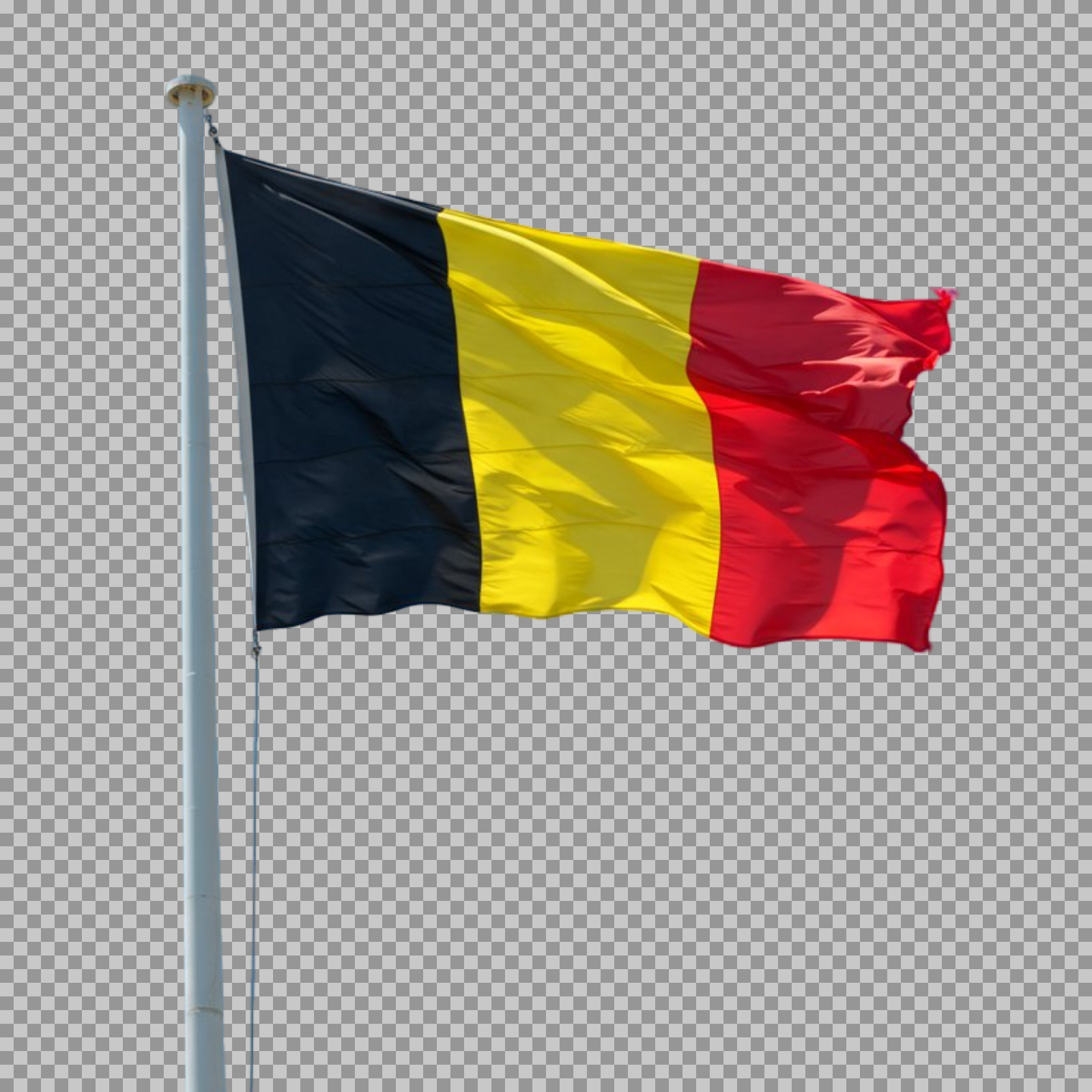 Waving Belgian Flag on Pole PNG | Transparent Background Photo