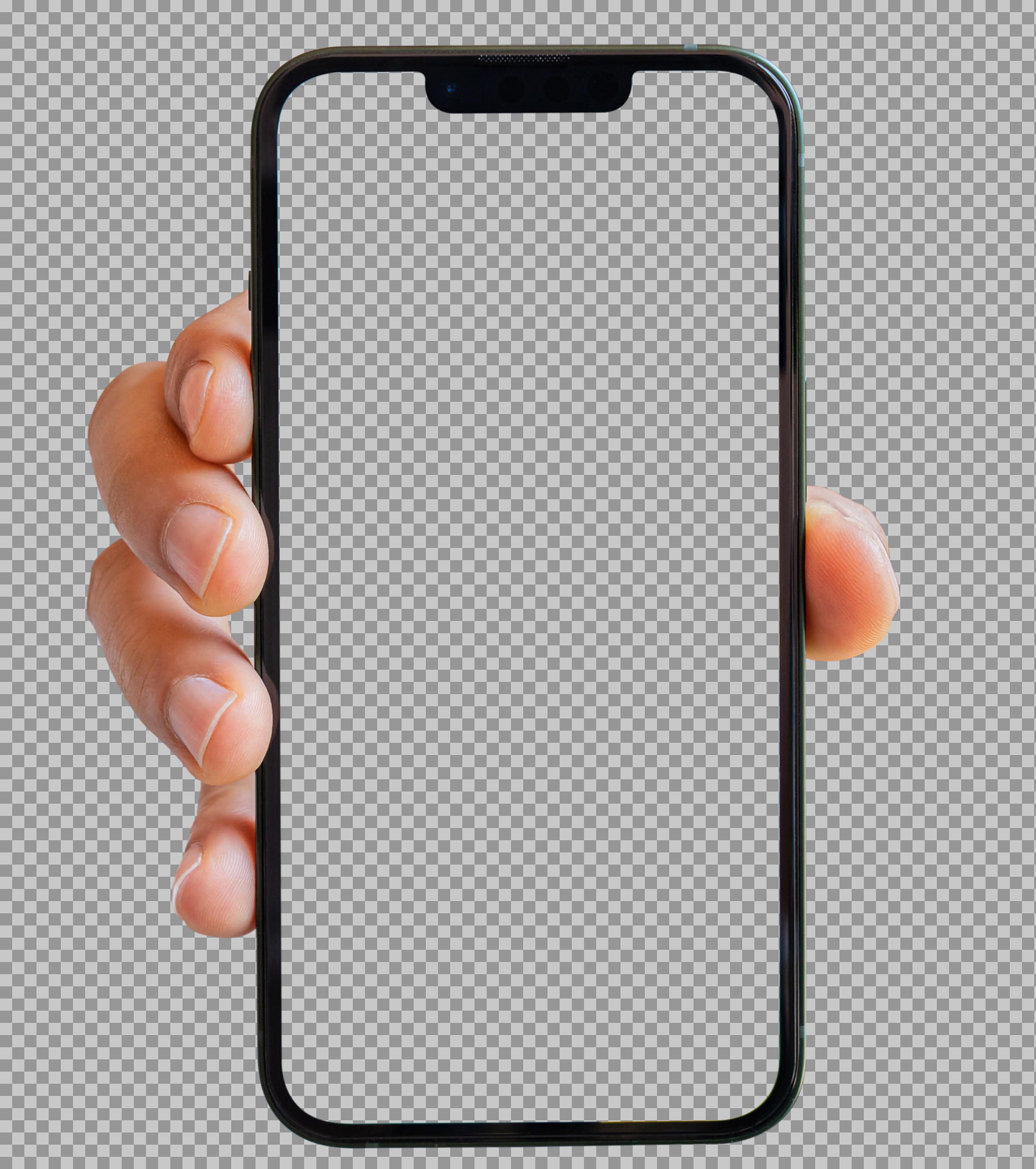 Hand Holding Smartphone with Abstract Glitch Art Screen | Tech Image...