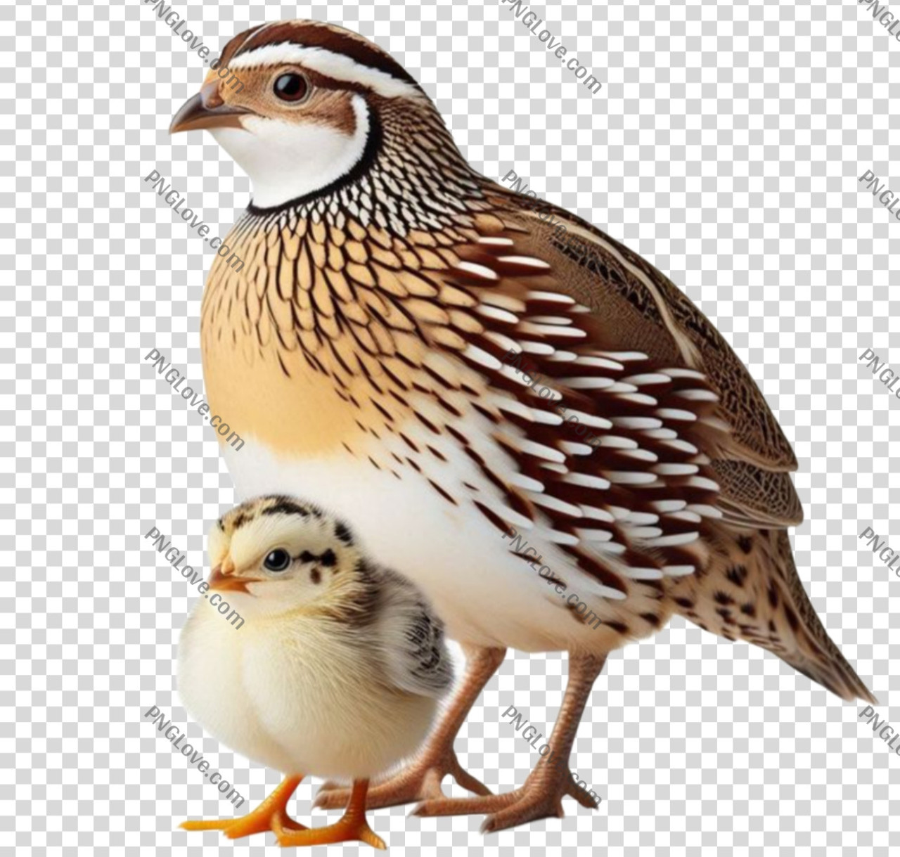 Adult Quail & Chick PNG | Transparent Wildlife Bird Image...