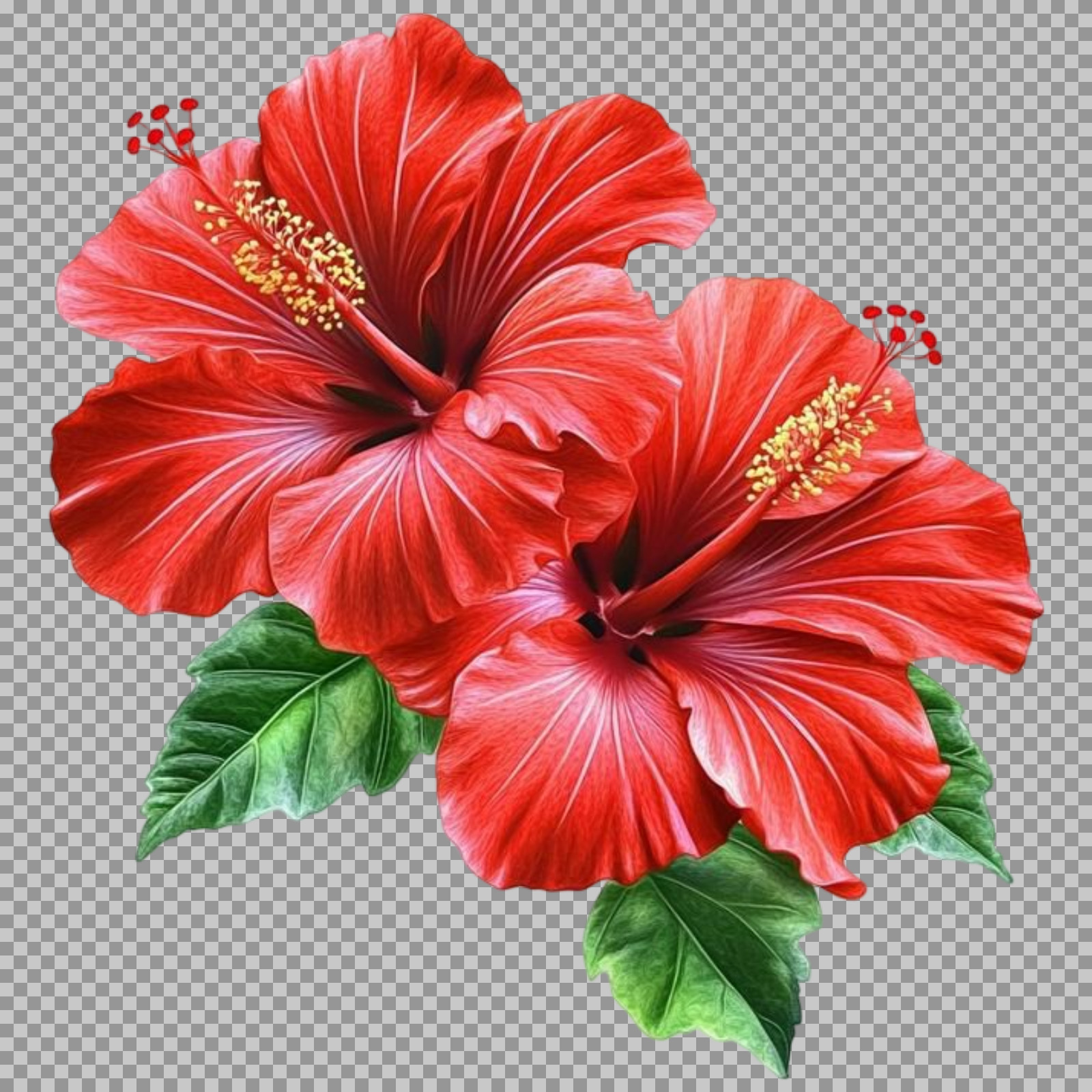 Red Hibiscus Flower PNG | Realistic Tropical Illustration