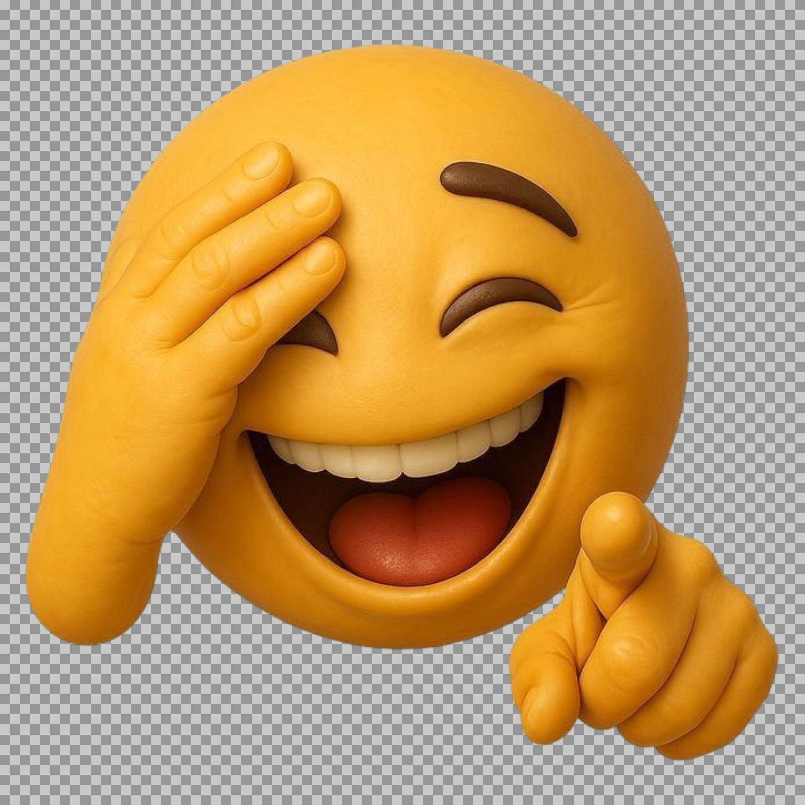 Laughing and Pointing Emoji PNG | Funny 3D Smiley Face