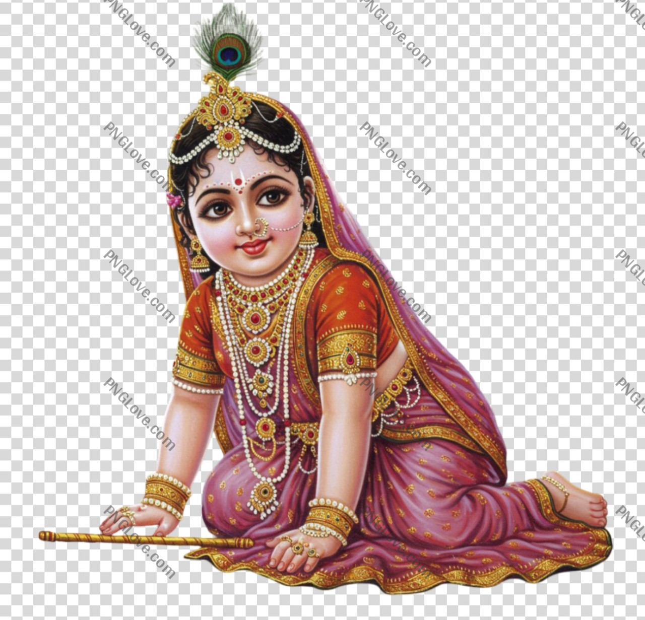 Baby Radha Rani PNG | Divine Hindu Goddess Illustration