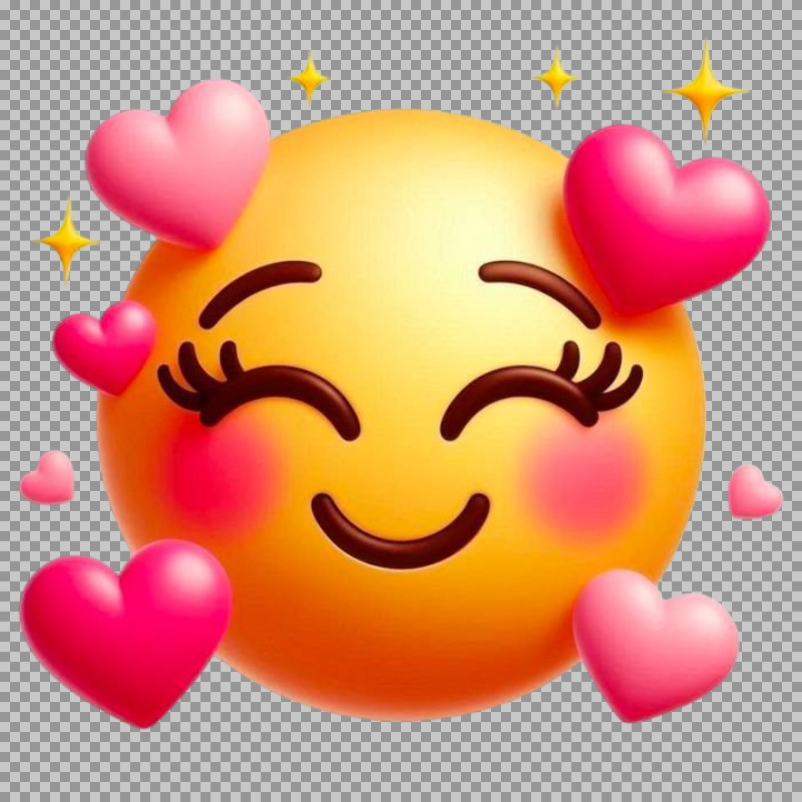 Cute Emoji with Hearts and Sparkles PNG | Free Download...