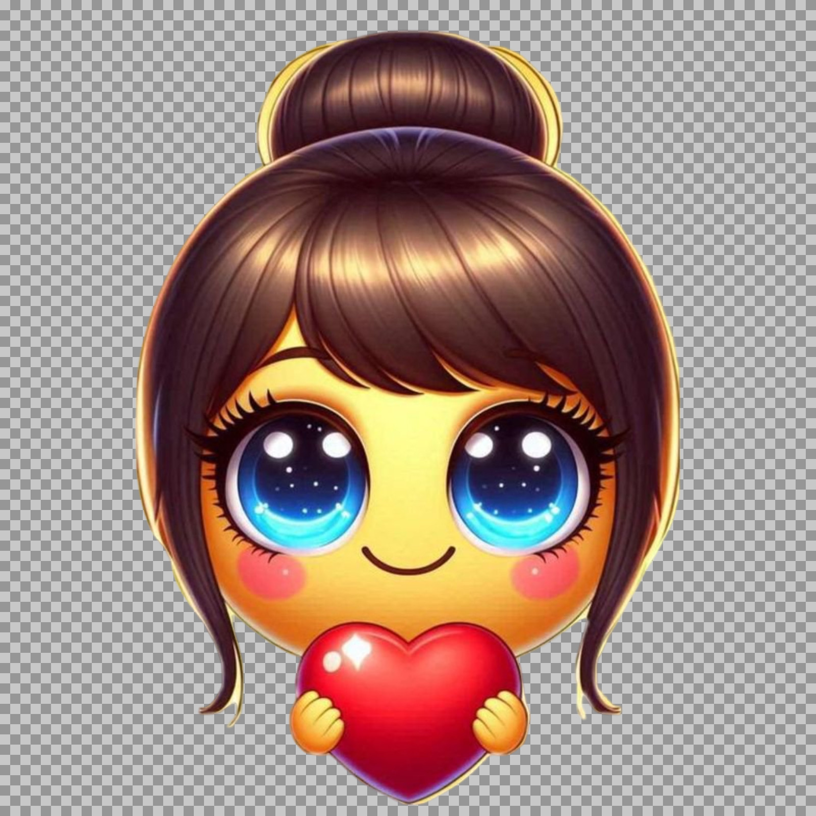 Cute Girl Emoji Holding Heart PNG | Free Download...