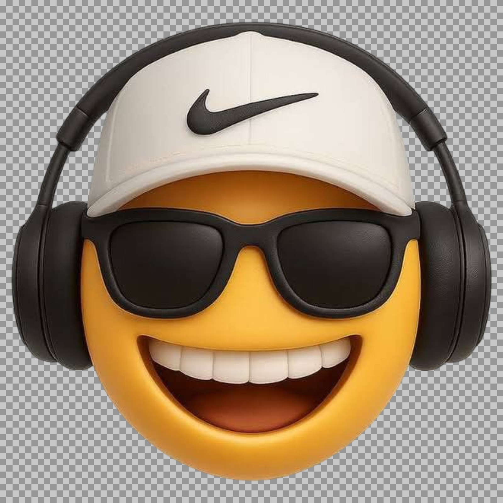 Cool Emoji PNG with Headphones & Nike Cap | Free Download