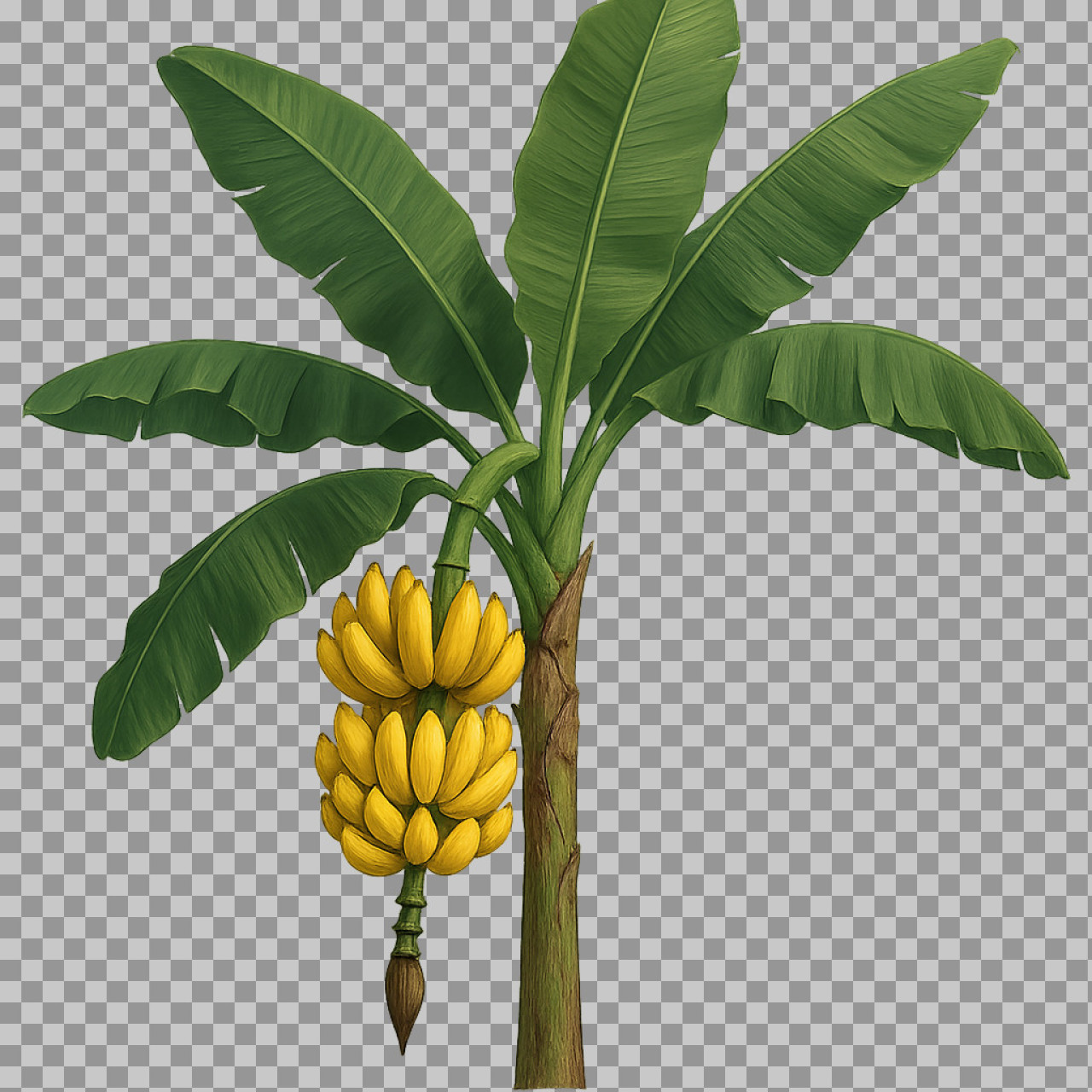 High-Quality Banana Tree Illustration | Ripe Bananas PNG