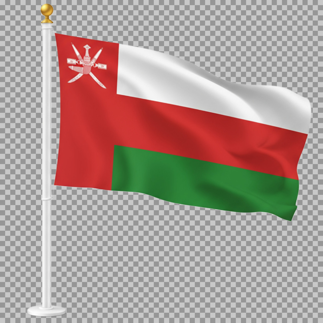 Oman Desk Flag PNG | Waving Table Flag with Stand