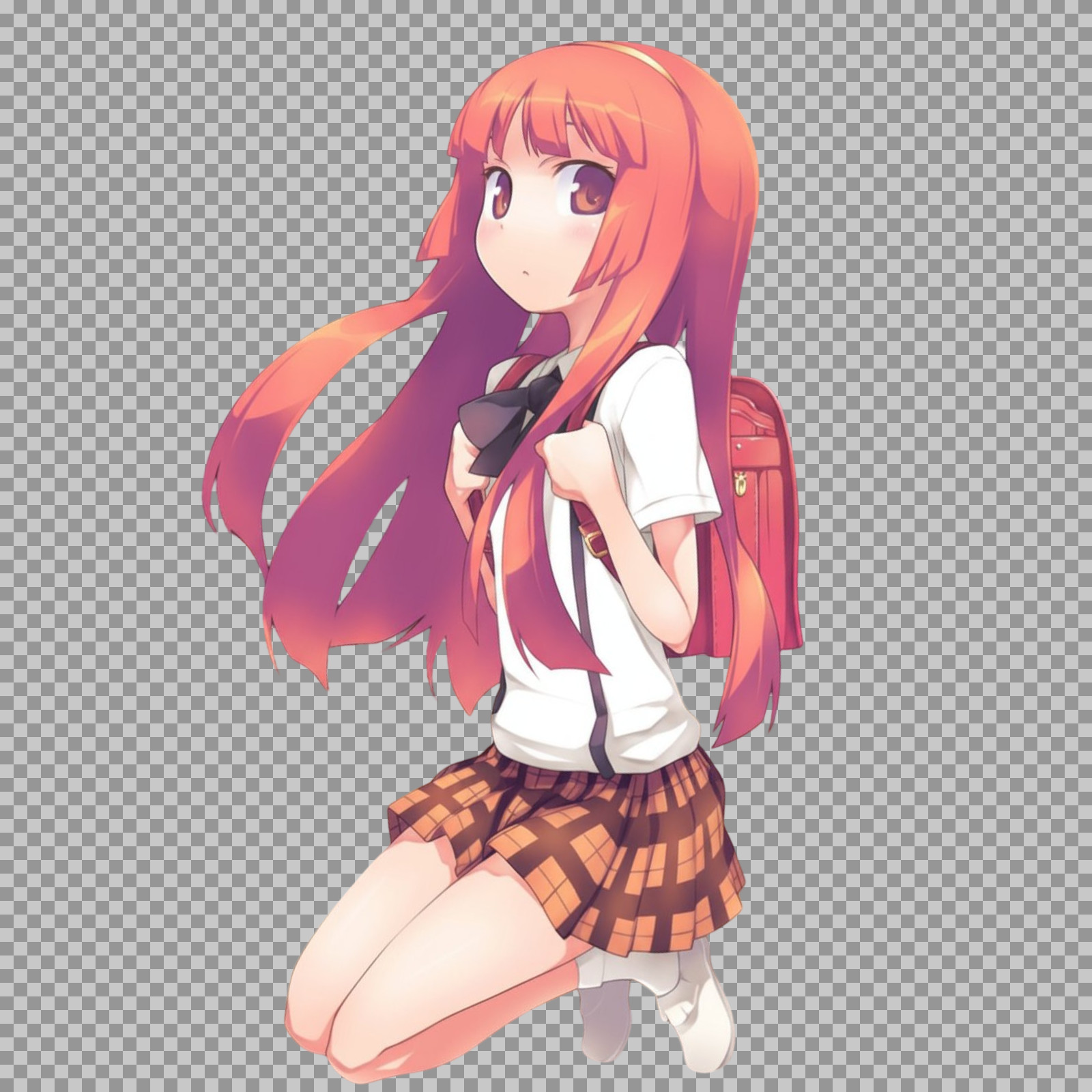 Cute Anime Schoolgirl PNG | Red Hair & Uniform [Free Download]...
