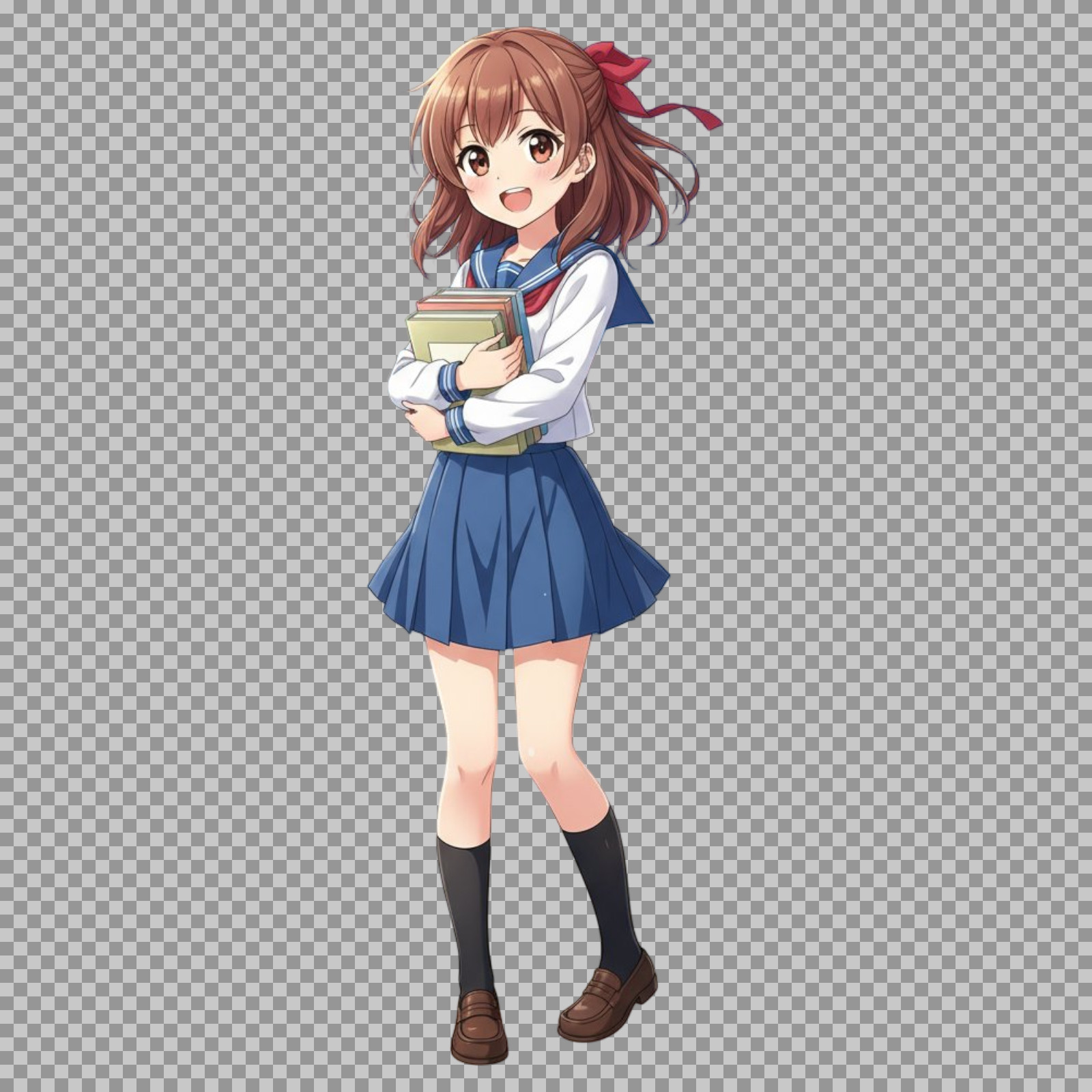 Smiling Anime Schoolgirl PNG | Transparent Student Character...