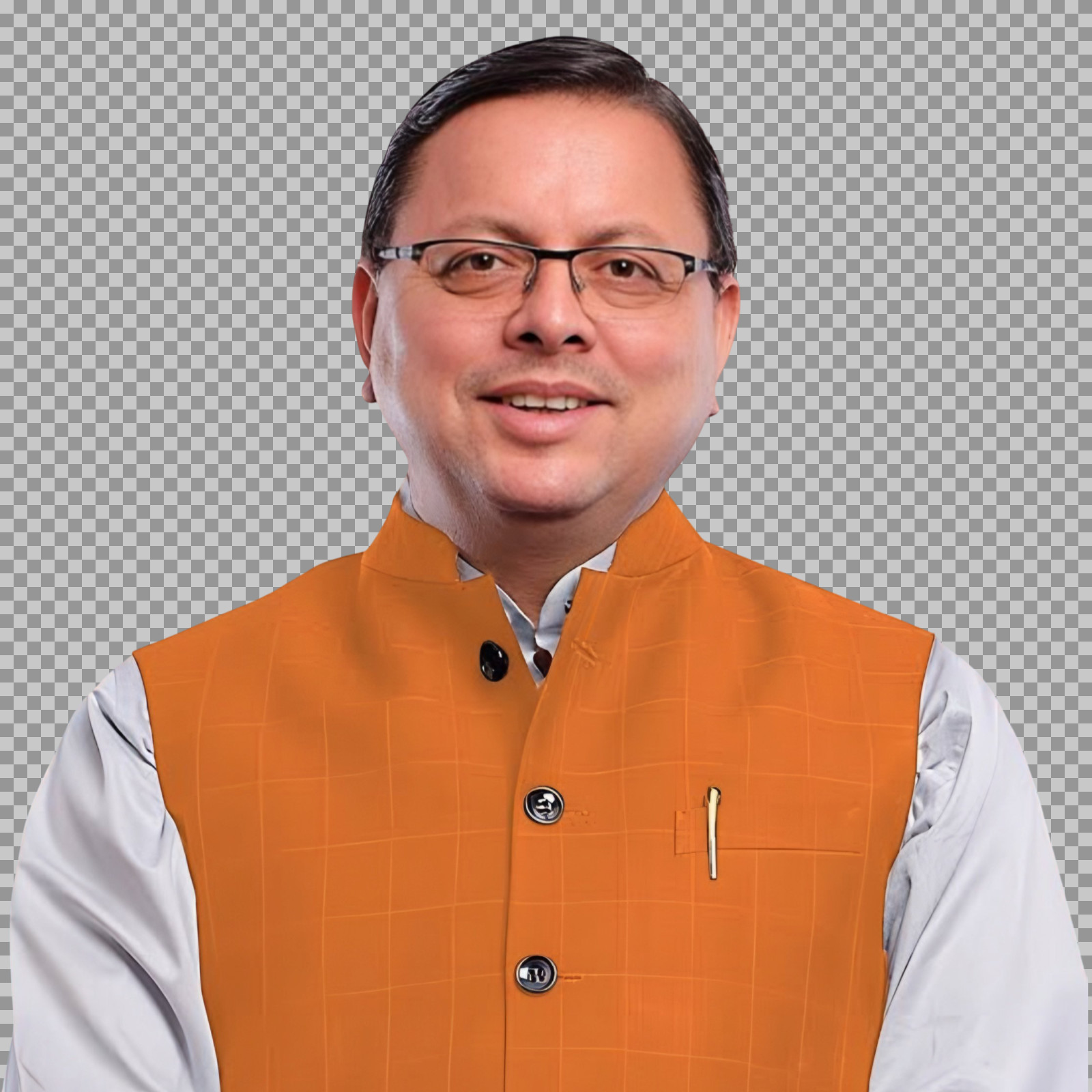 Pushkar Singh Dhami PNG in Orange Jacket | HD Photo Download