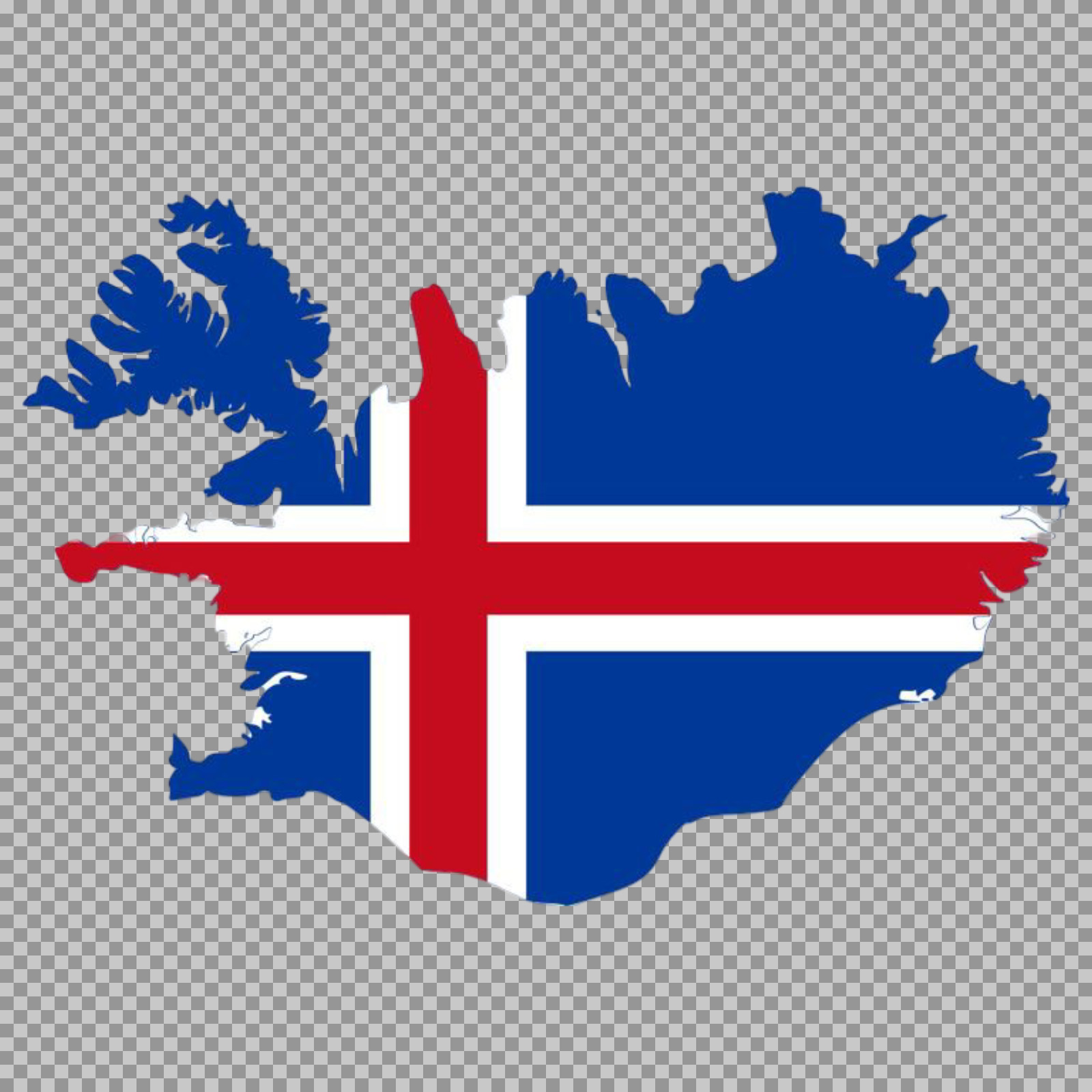 Iceland Flag Map PNG | Free Icelandic Country Outline Graphic