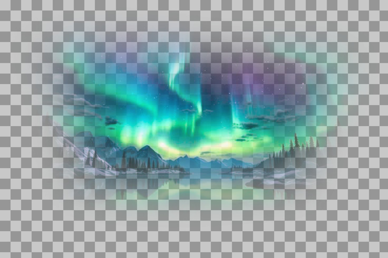 Northern Lights Landscape PNG | Aurora Borealis Winter Scene