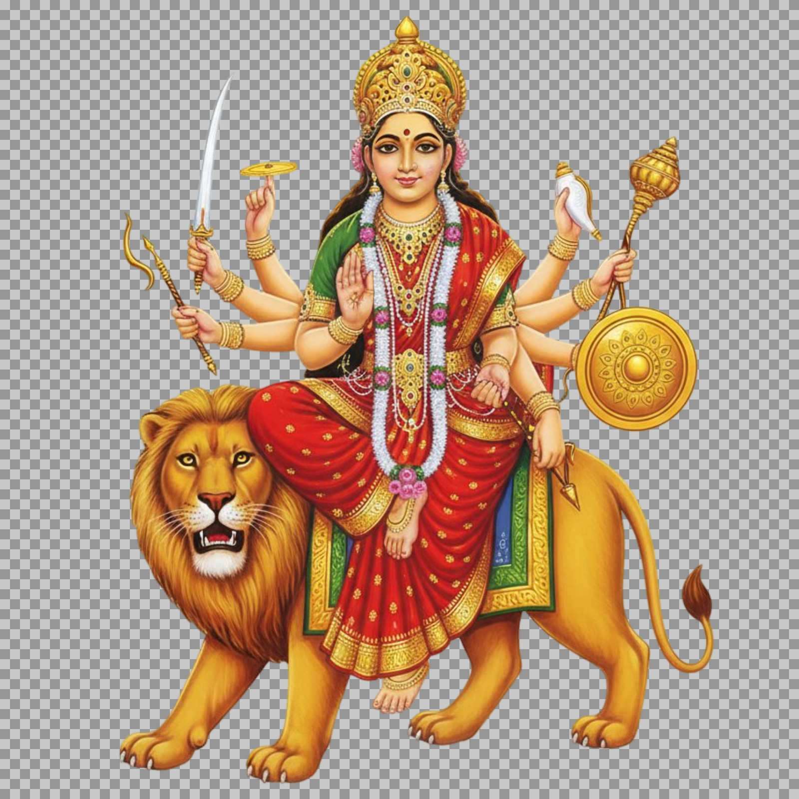 Maa Durga PNG | Sherawali Mata on Lion for Navratri