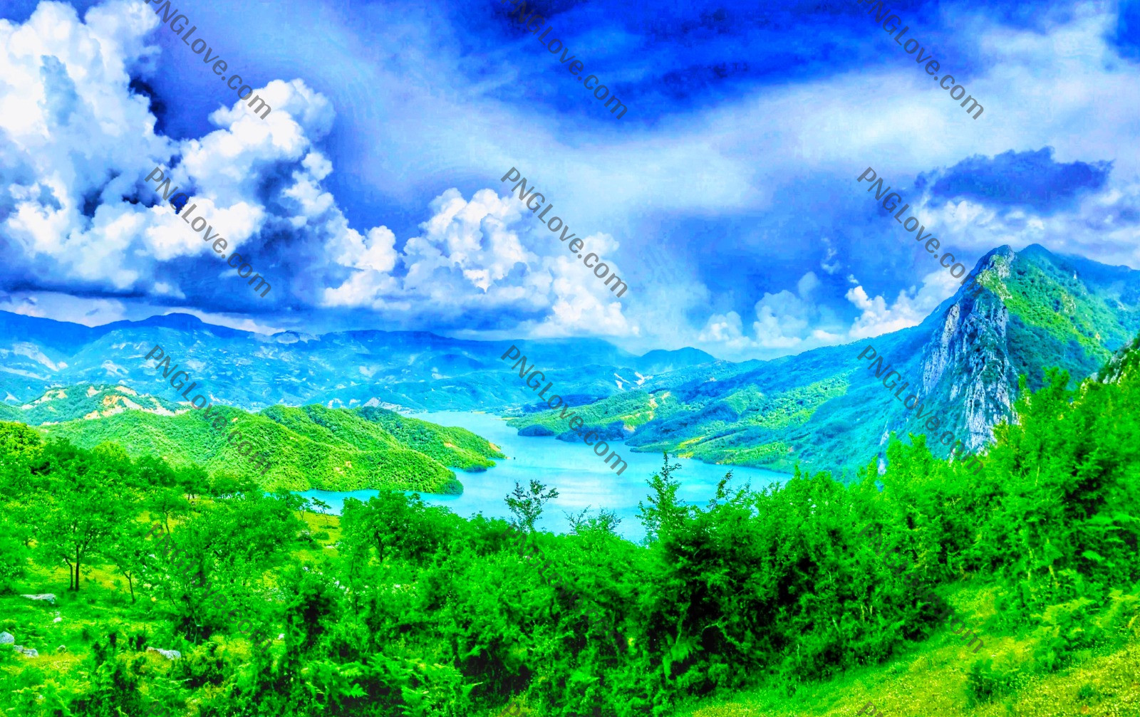 Vibrant Mountain & Lake Landscape | Breathtaking Scenery Image...