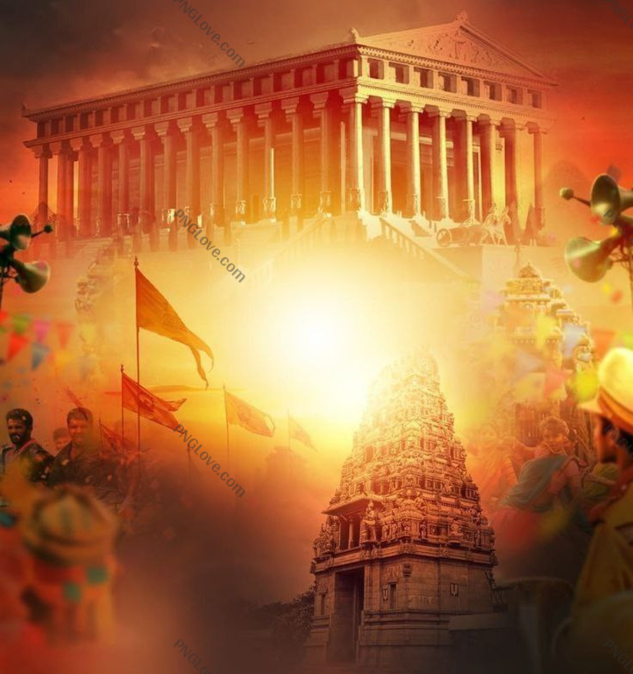 Historical Montage Image: Hindu & Greco-Roman Temples | Cultural Art...