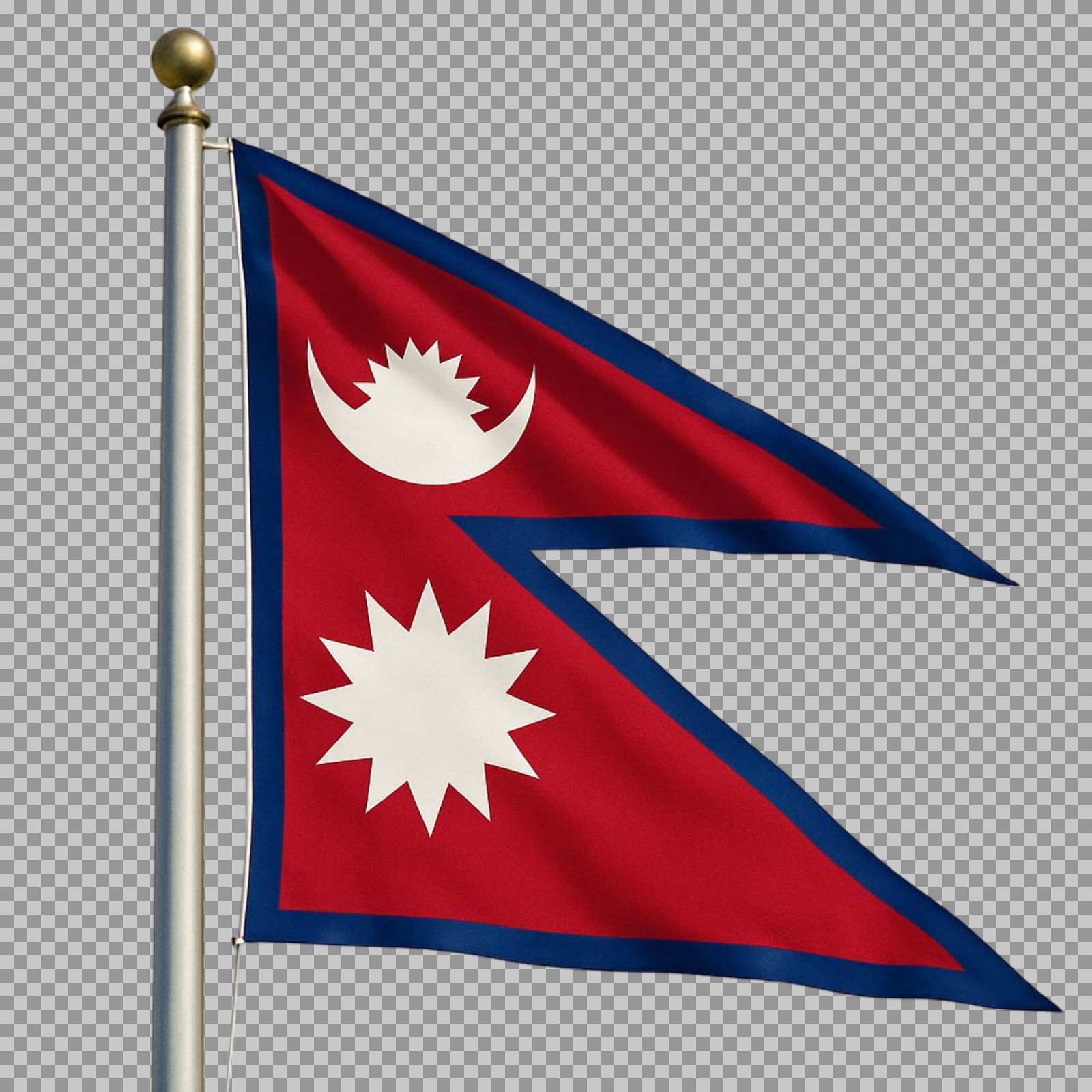 Waving Flag of Nepal PNG | High-Quality National Symbol