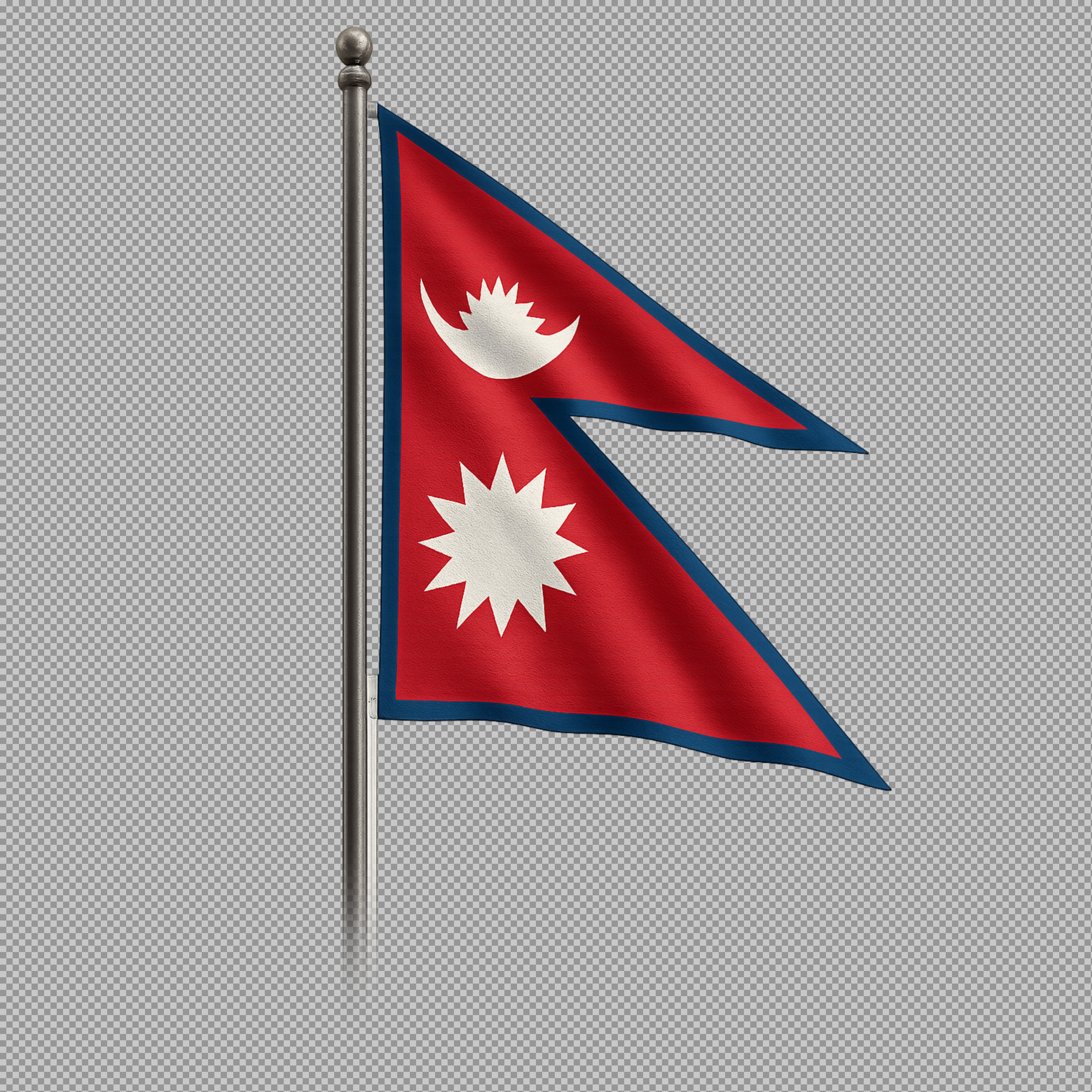 Flag of Nepal PNG | Realistic Waving Nepali Flag on Pole
