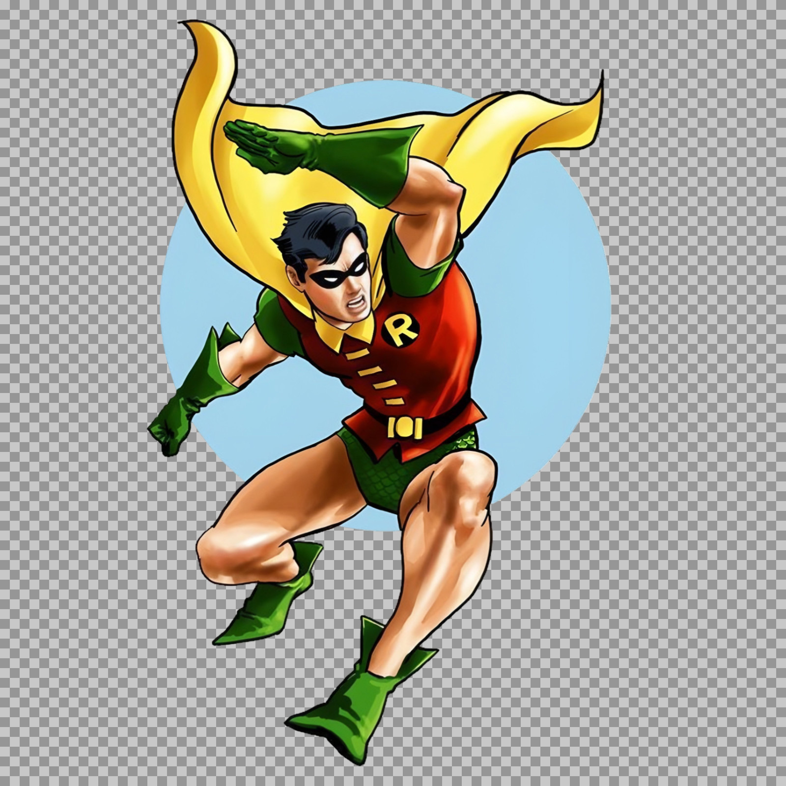 Classic Robin PNG Image | Dynamic Superhero Comic Art
