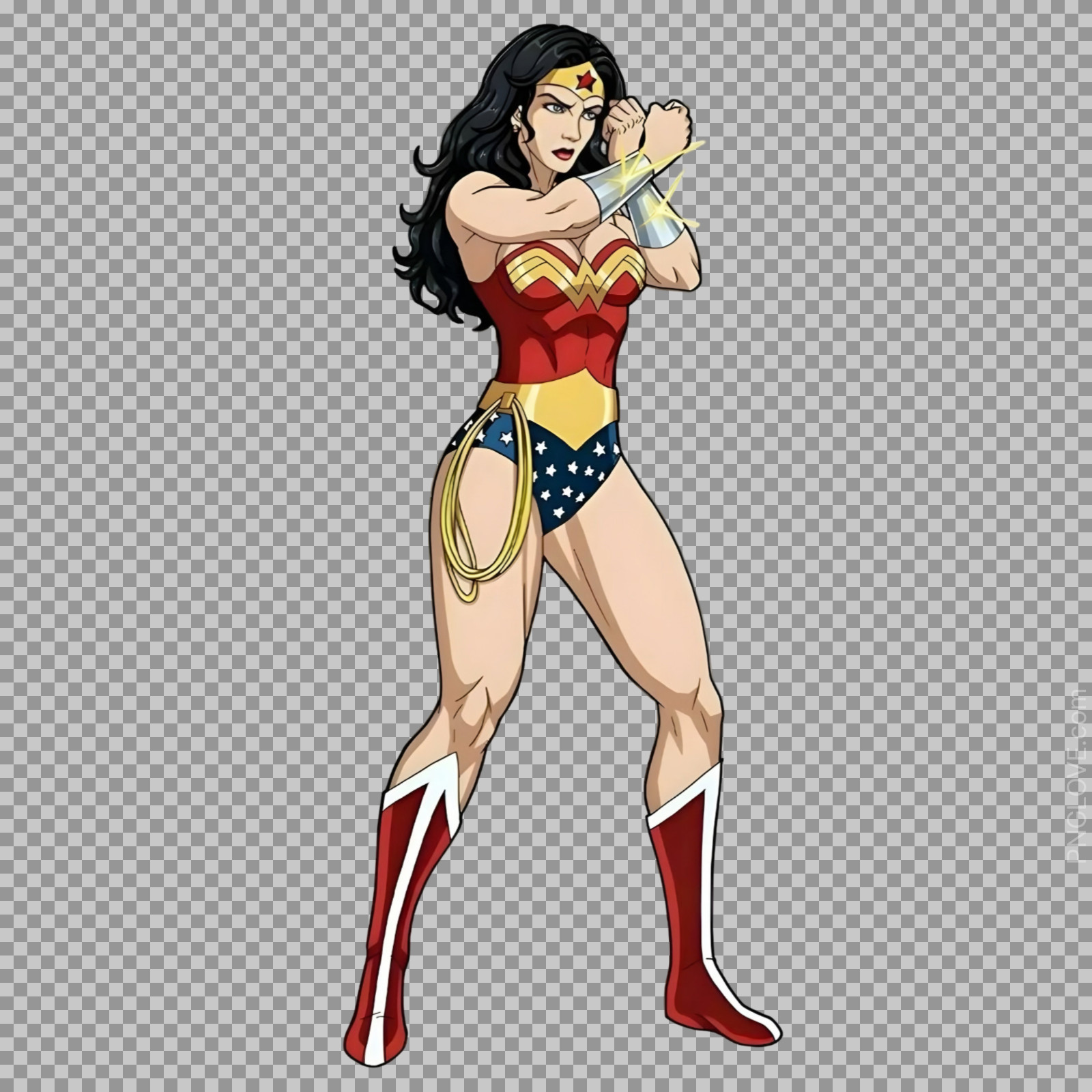 Wonder Woman PNG | Classic Defensive Pose Transparent Image...