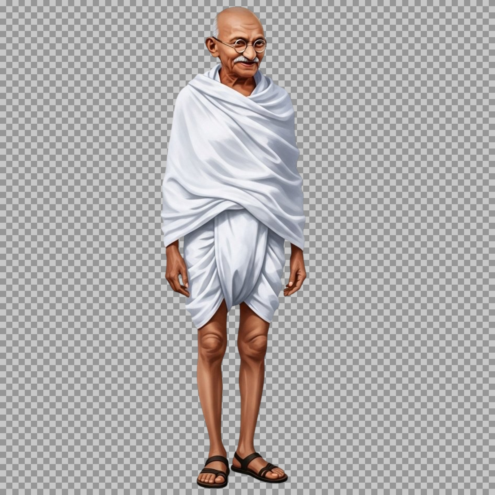 Mahatma Gandhi PNG Illustration | Full Body Portrait with Transparent Background...
