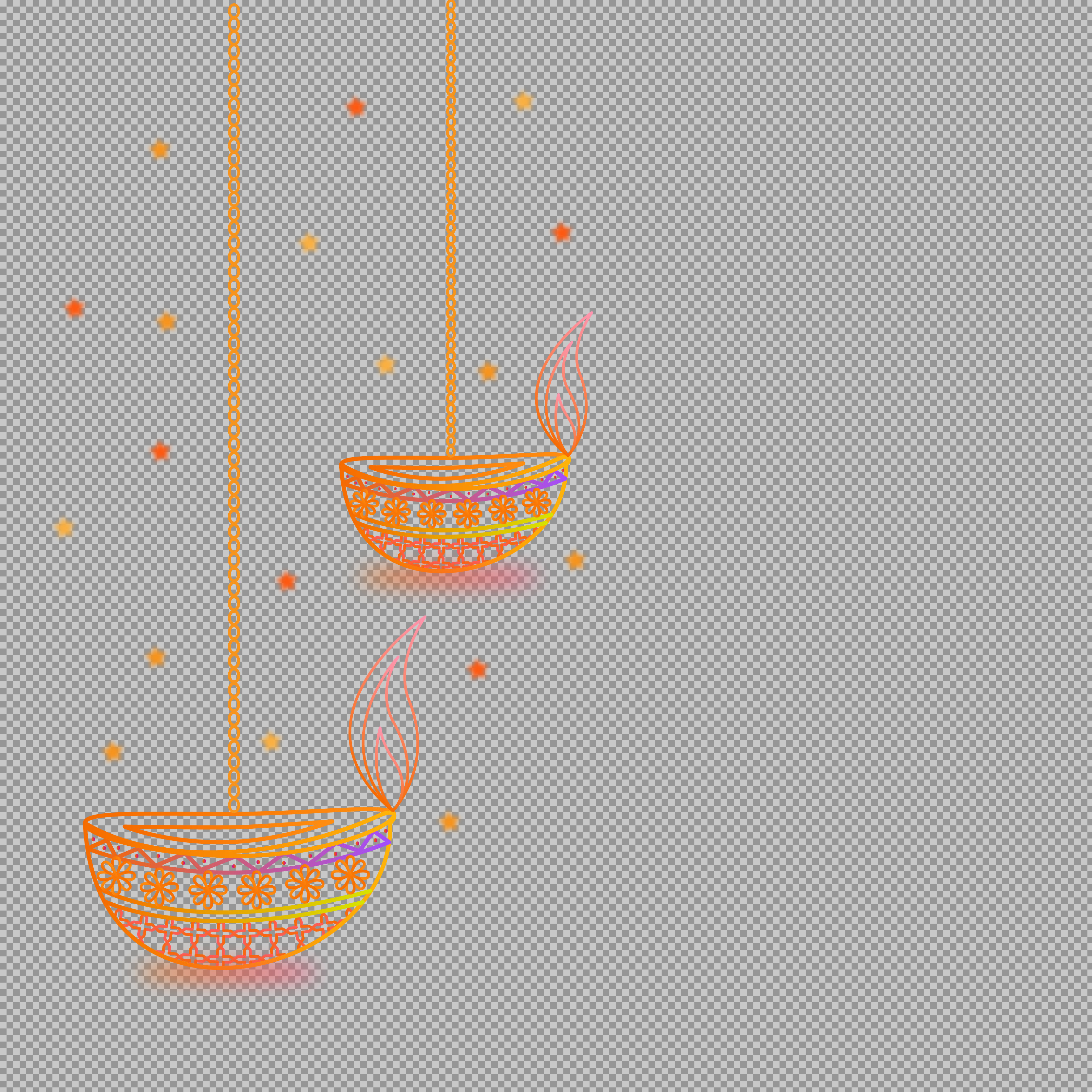Decorative Hanging Diwali Diyas PNG | Festival of Lights Art...