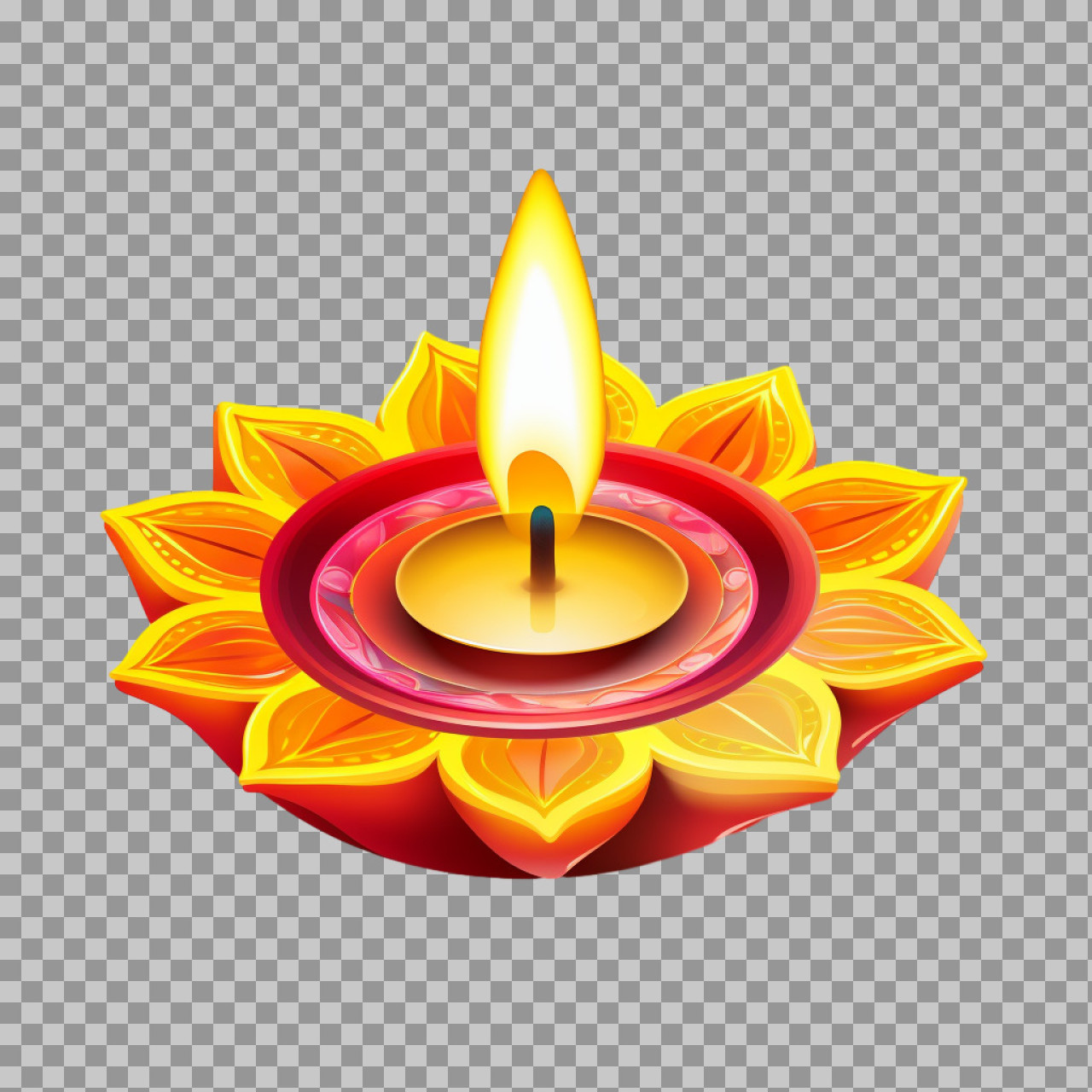 Vibrant Diwali Diya PNG | Transparent Lotus Lamp Illustration...