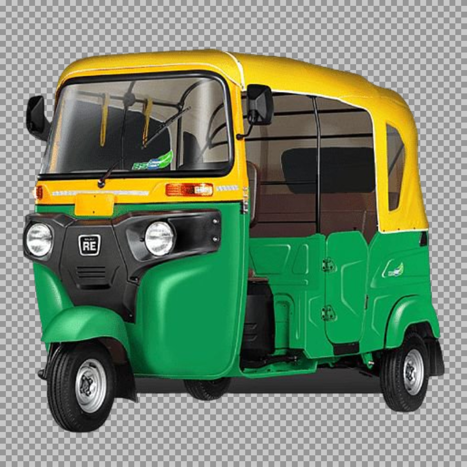 Green & Yellow Bajaj RE Auto Rickshaw PNG | High-Quality Image...