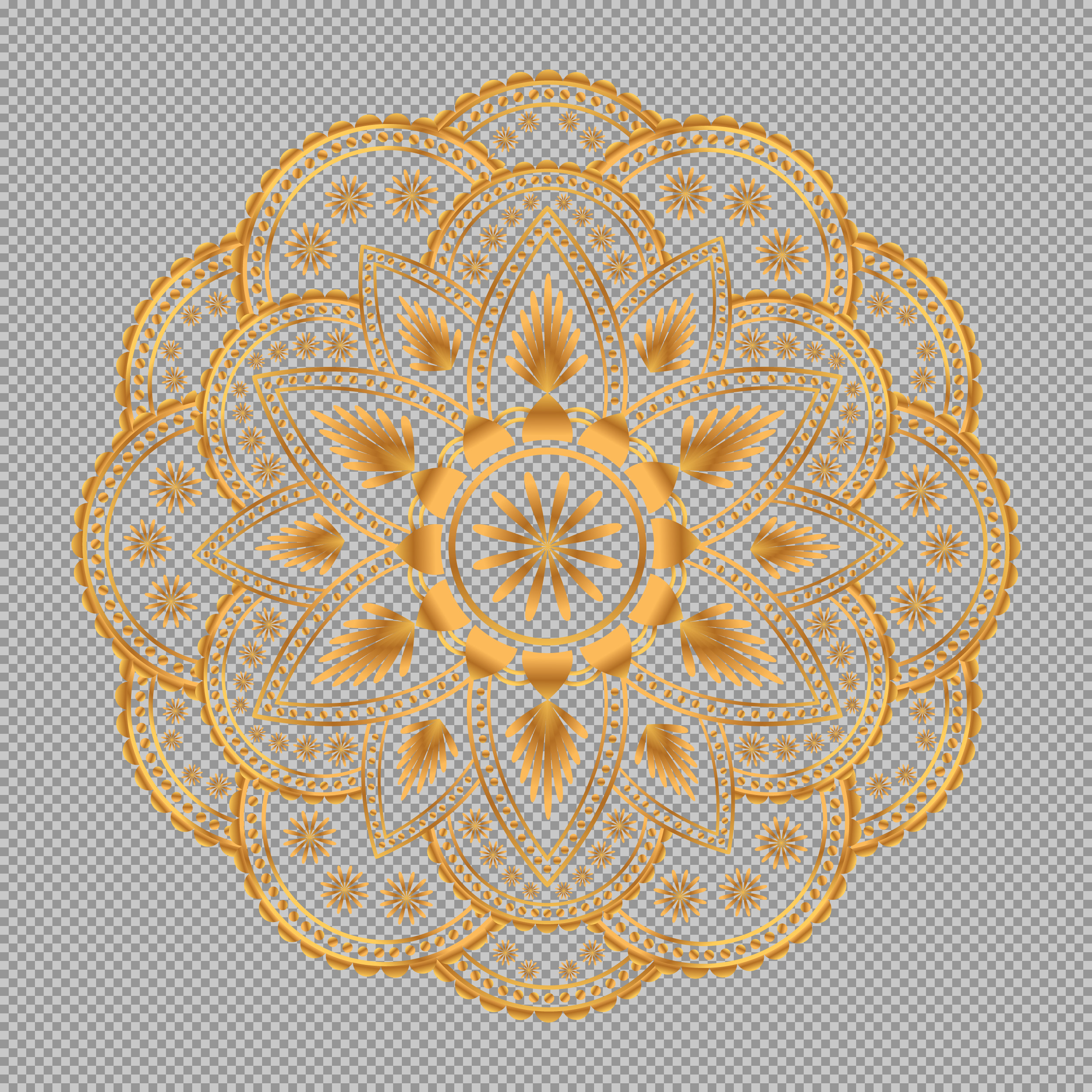 Luxury Golden Mandala PNG | Intricate Spiritual & Floral Design...