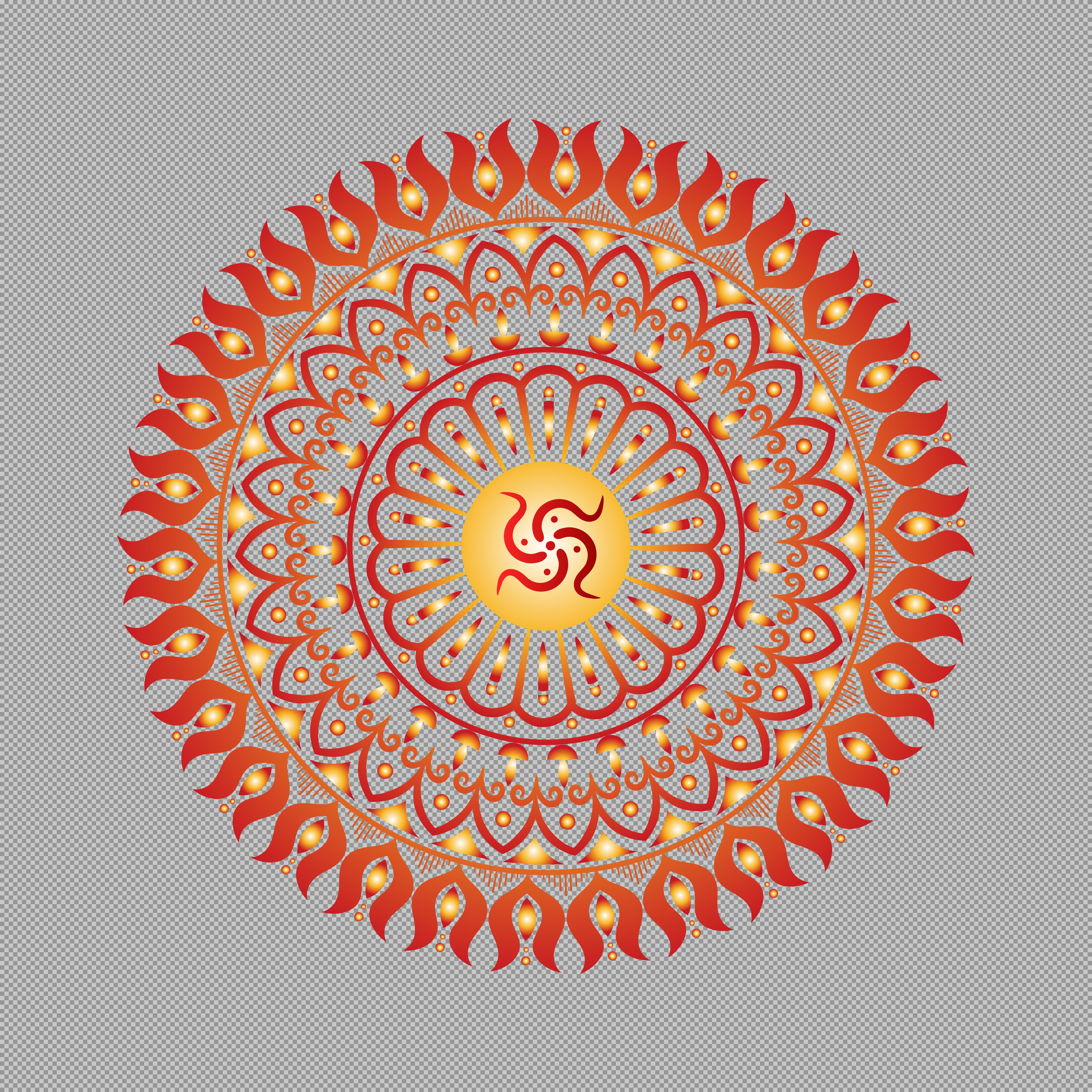 Vibrant Diwali Sun Mandala PNG | Indian Festive Art...