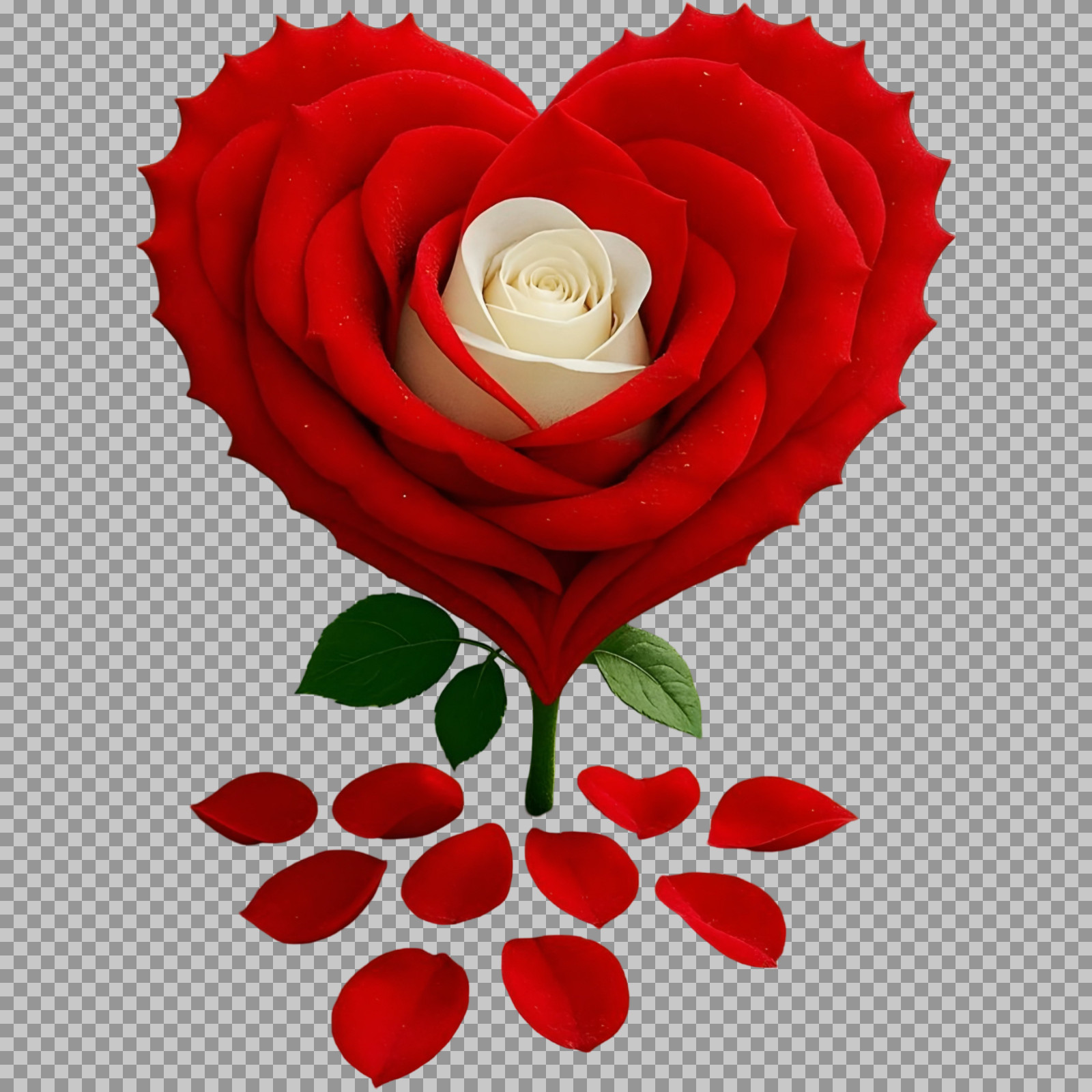Heart-Shaped Red Rose with White Center | Symbol of Love  png Image...