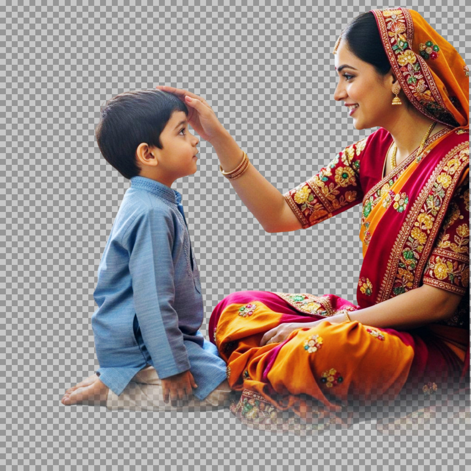 Indian Mother Blessing Son PNG | Jitiya Festival editing PNG...