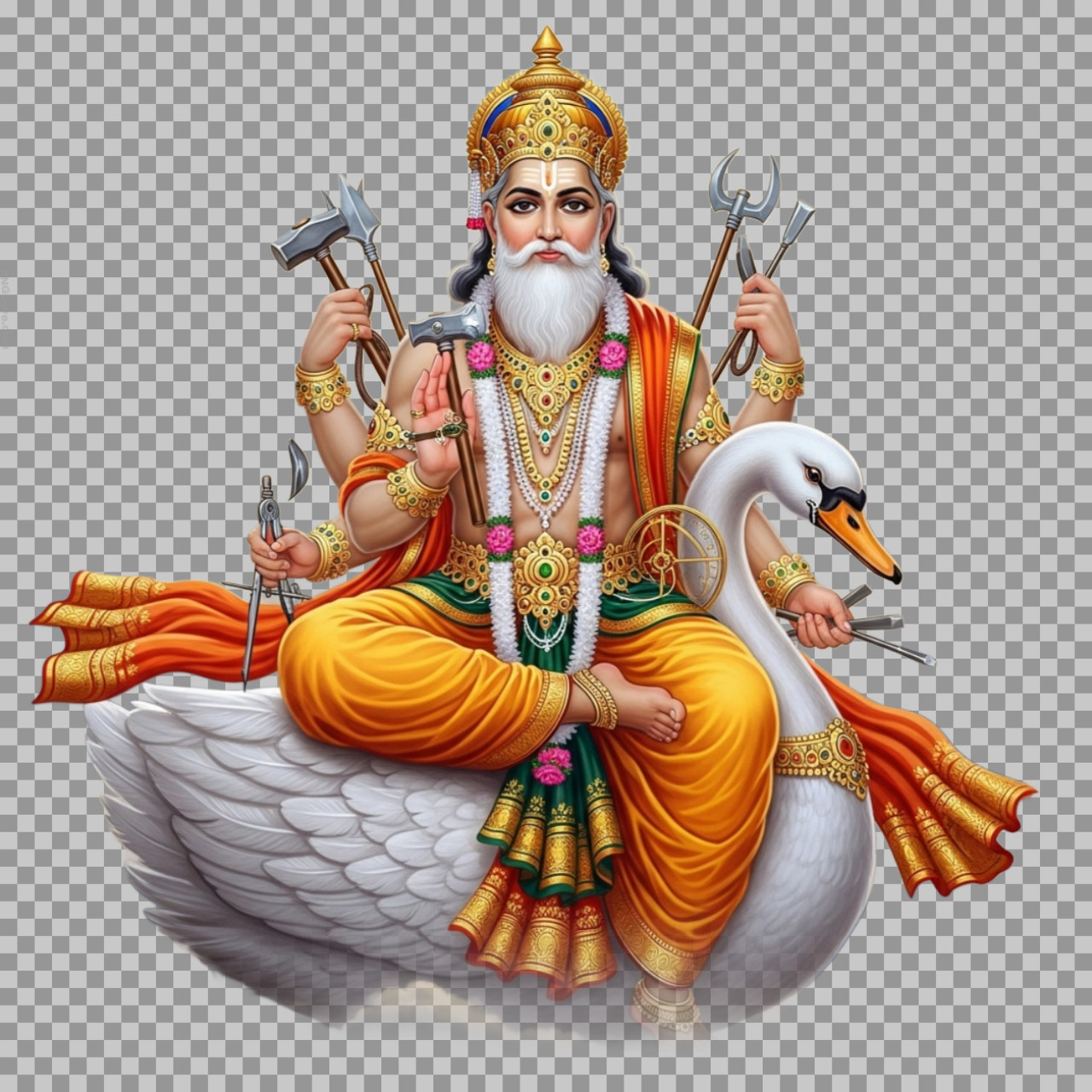 Lord Vishwakarma PNG | Divine Architect on Swan - Free Download...