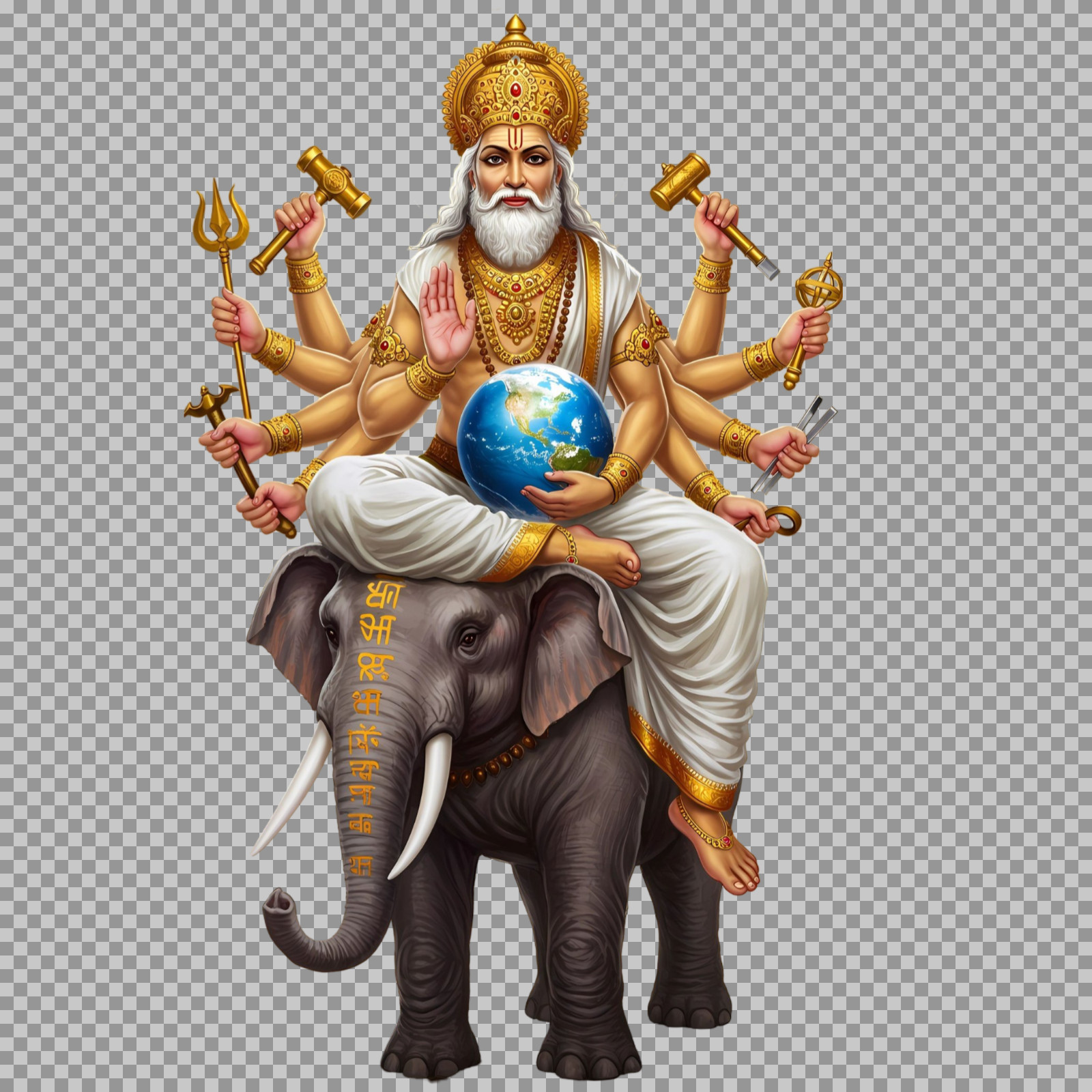 Lord Vishwakarma on Elephant PNG | The Divine Architect Image HD...