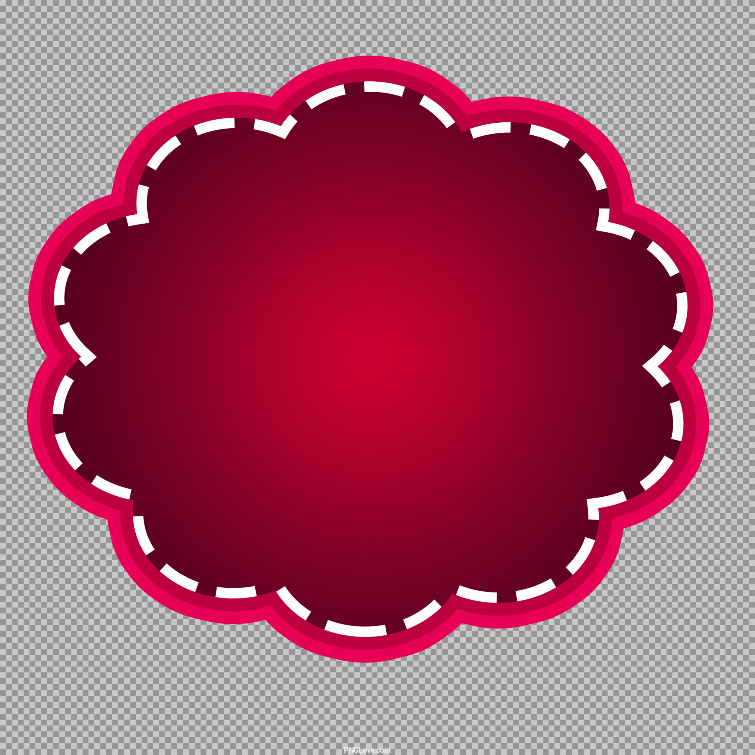 Red Scalloped Frame shape PNG | Free Decorative Stitched Label
