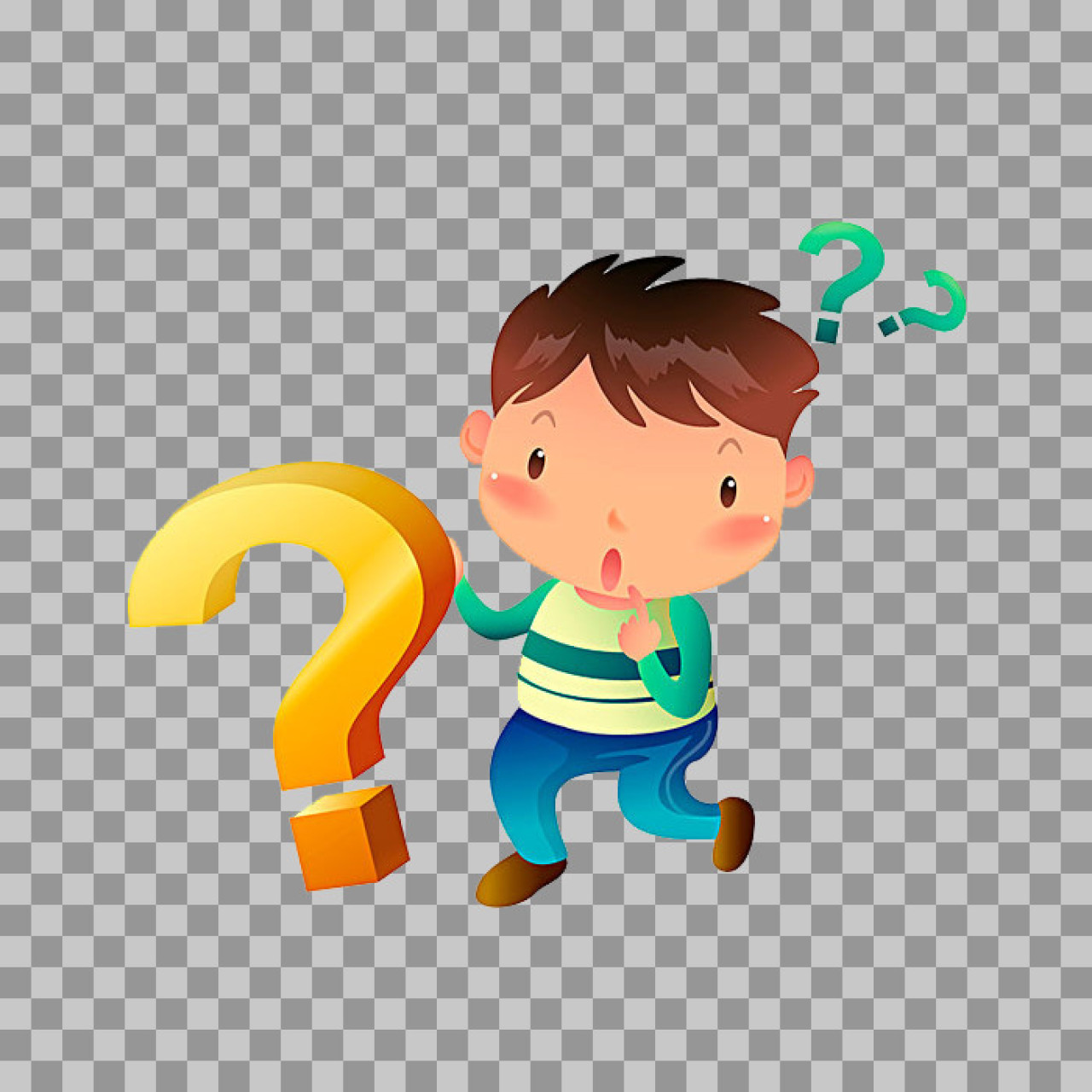Curious Boy with Question Mark PNG | Free Educational Clipart...