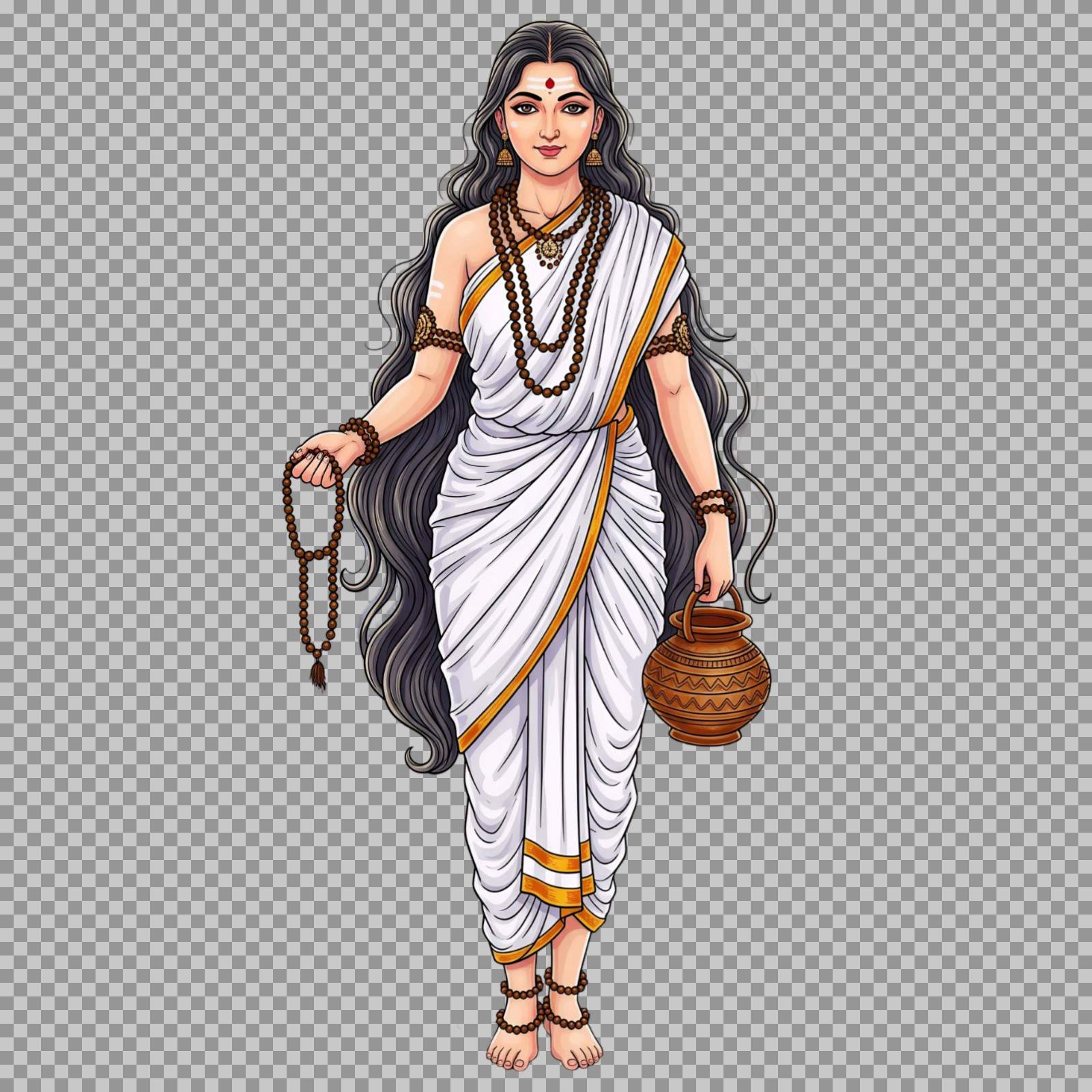 Maa Brahmacharini PNG | Free Vector Illustration for Navaratri