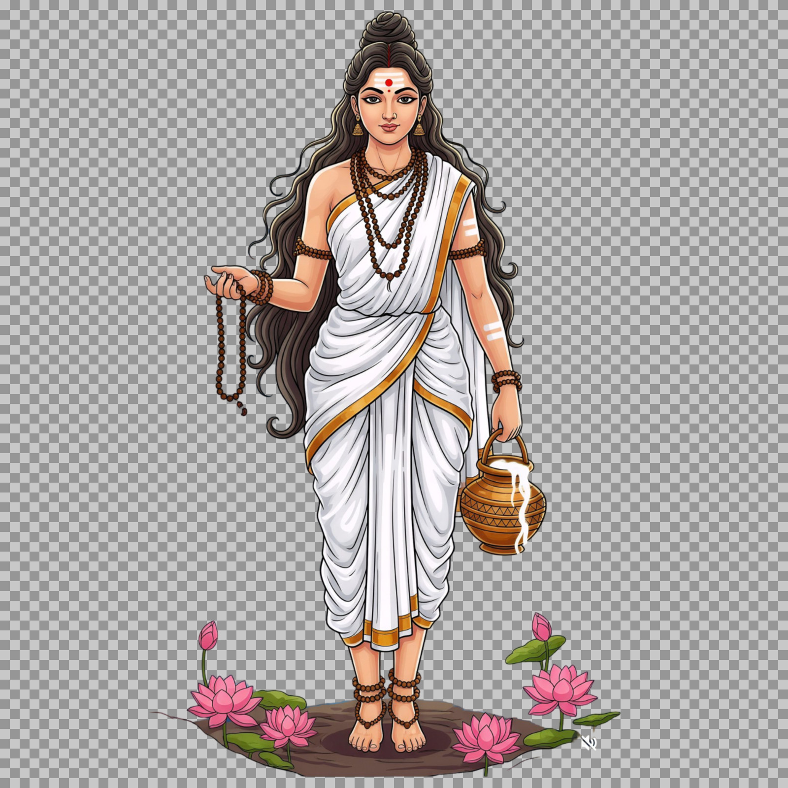 Maa Brahmacharini PNG | Free Navratri Goddess Vector Illustration