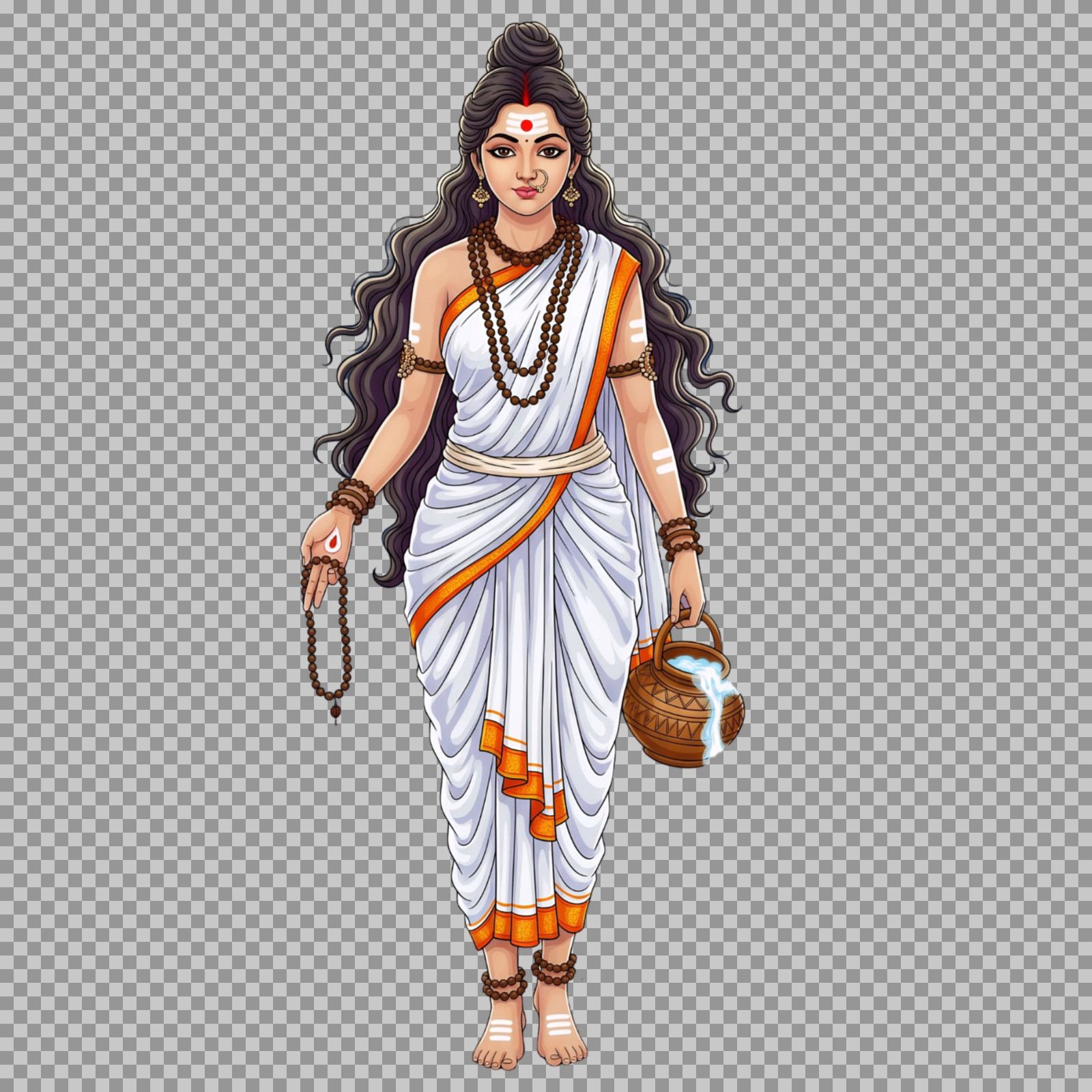 Maa Brahmacharini PNG | Free Vector Goddess Illustration for Navratri