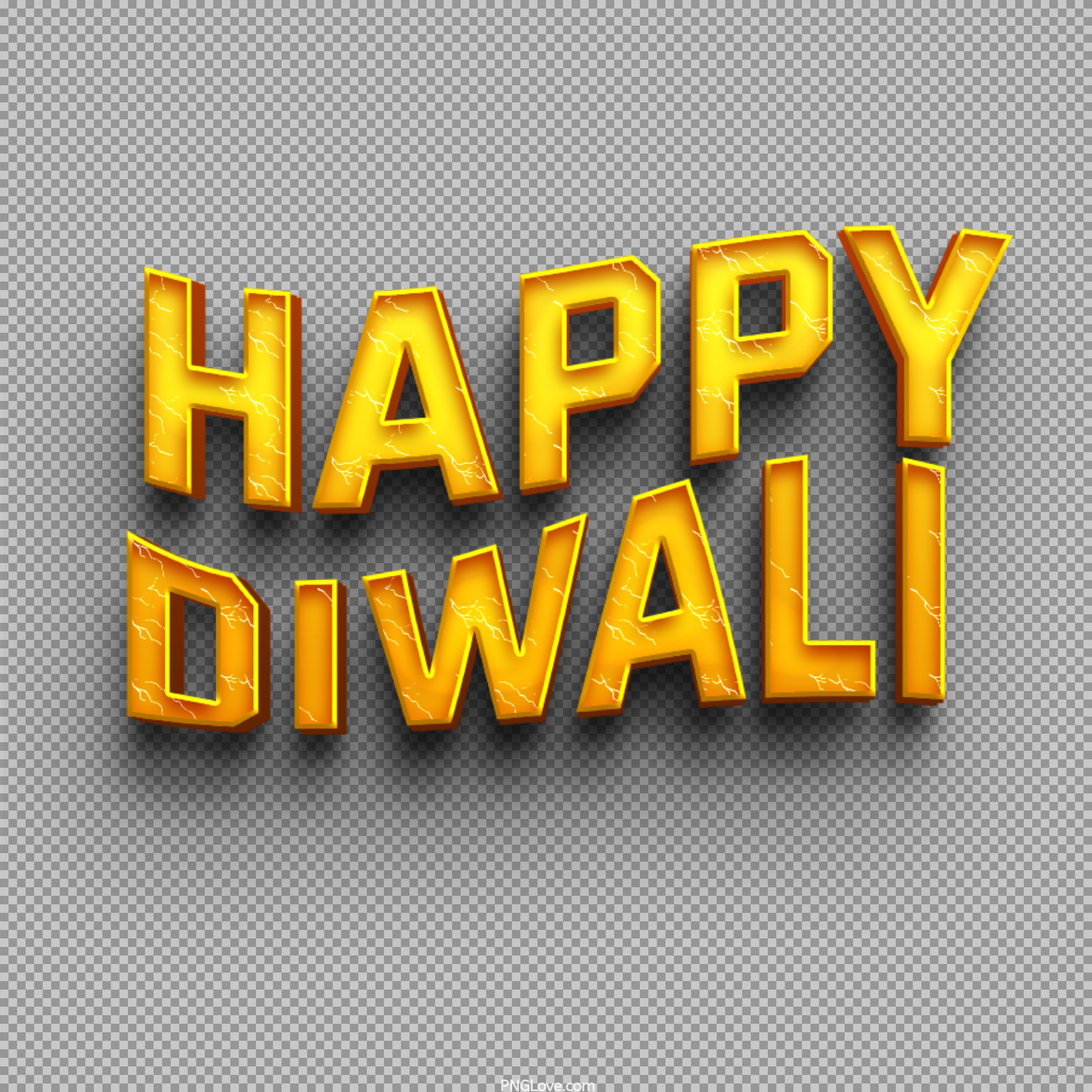 Happy Diwali Golden 3D Text PNG | Free Download