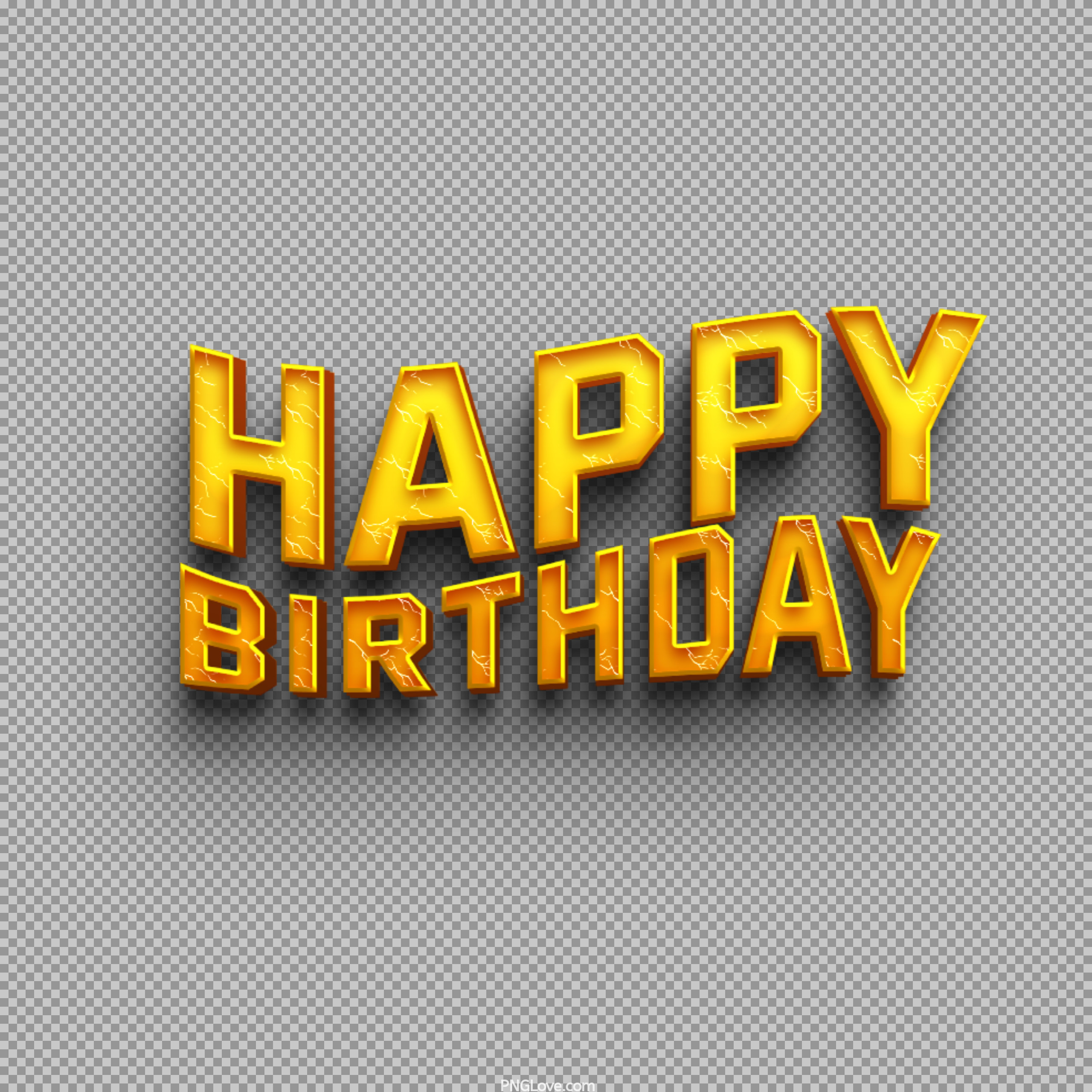 Happy Birthday 3D Golden Text PNG transparent image