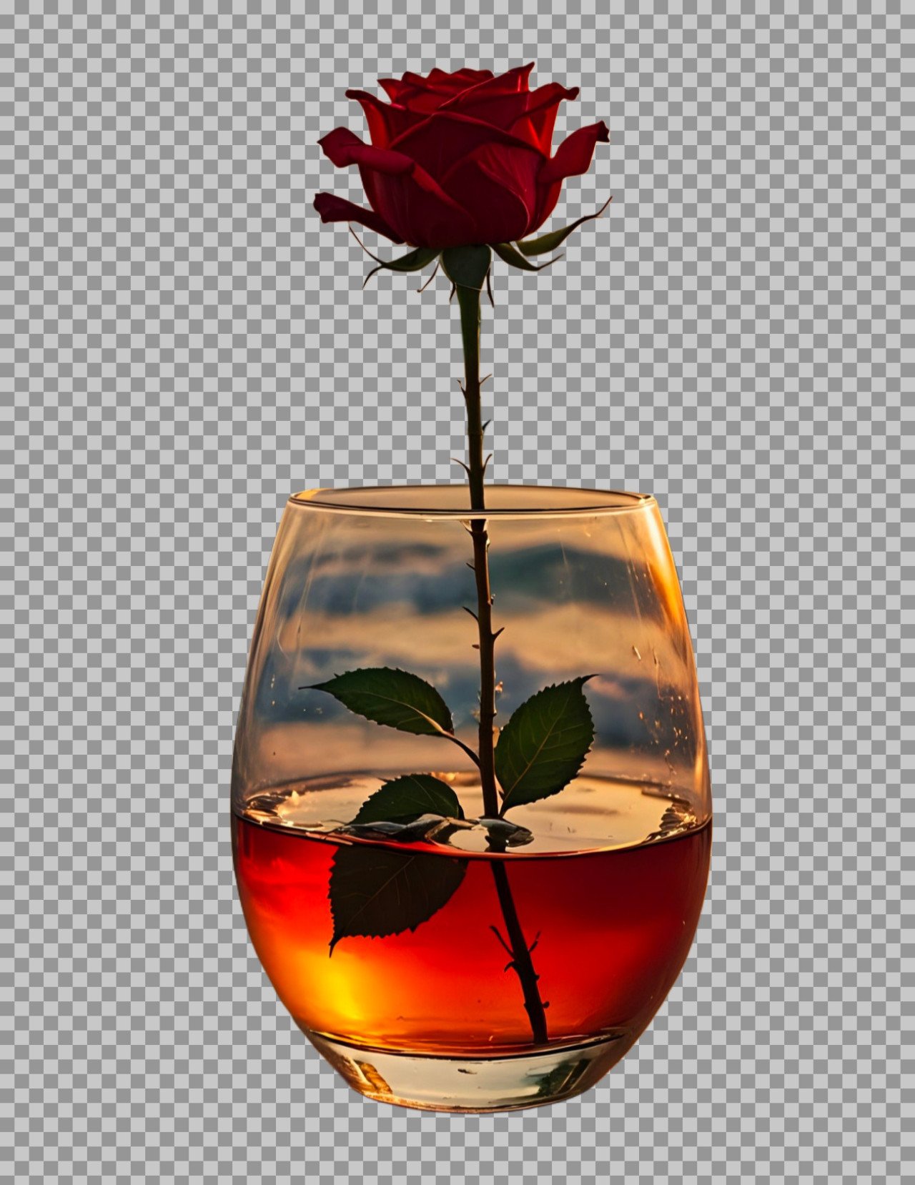 A red rose in a beautiful glass vase PNG transparent image download...