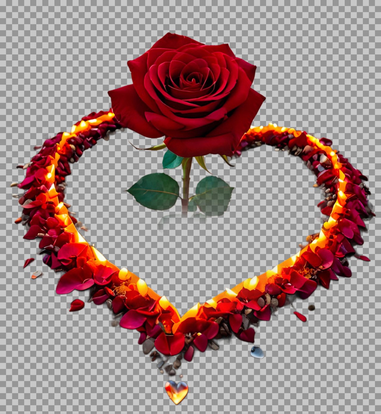Rose inside the heart PNG image...