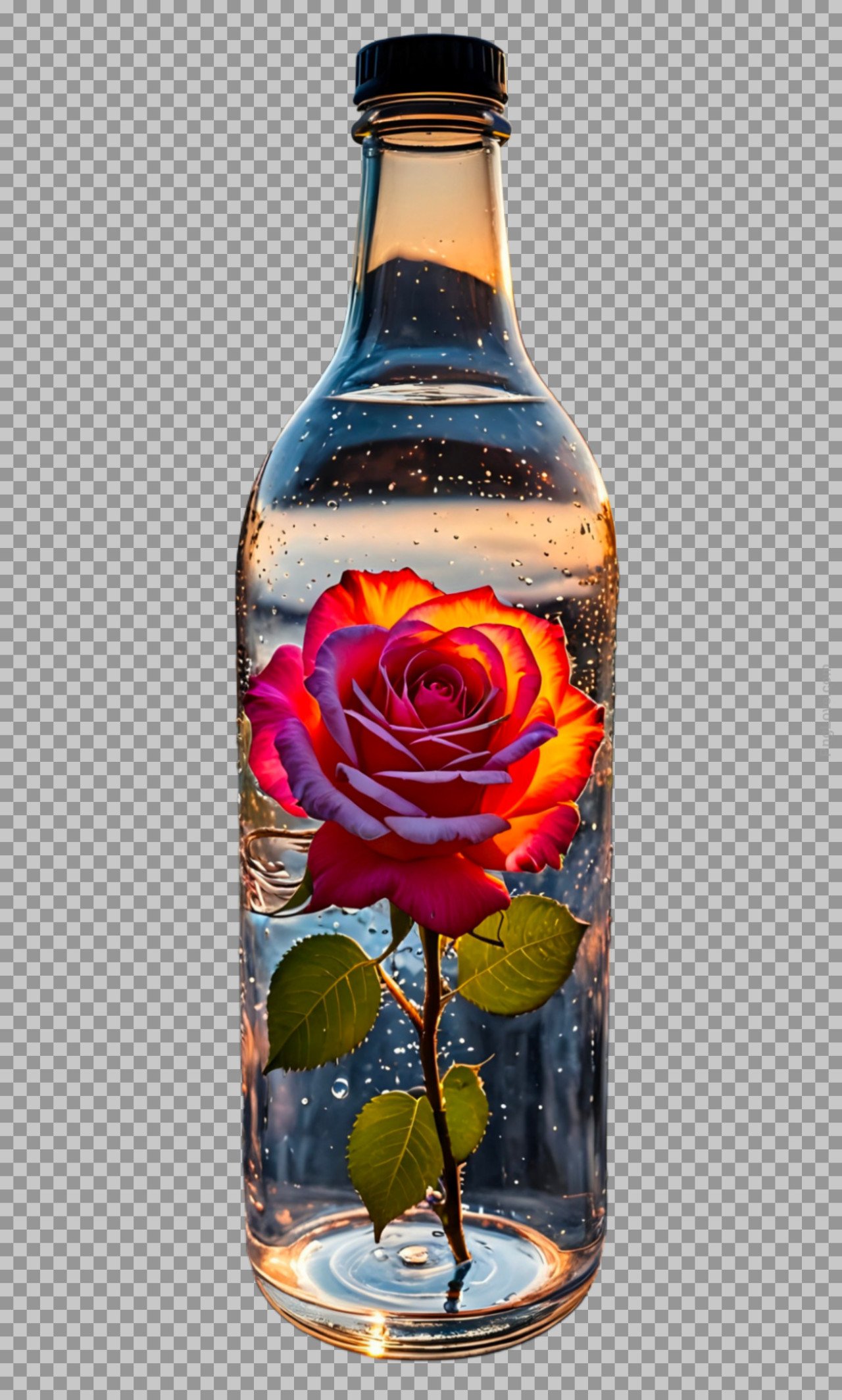 rose in glass bottle PNG transparent image download...