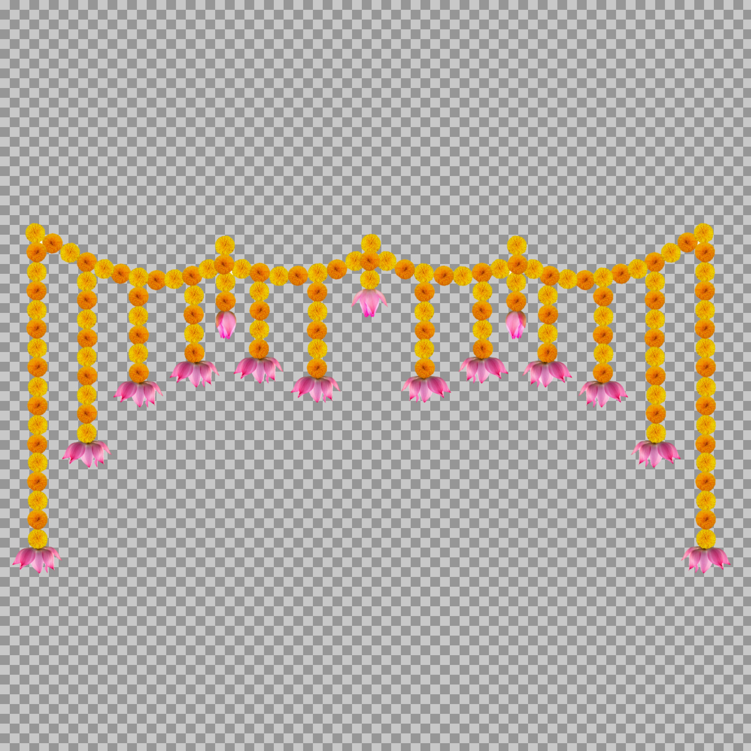 Marigold Flower Toran PNG | Indian Festival Garland...
