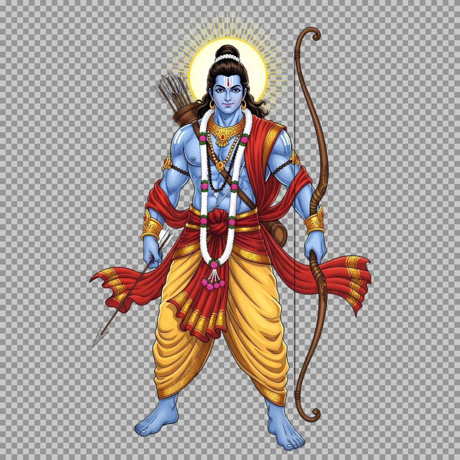 Blue Lord Rama PNG | Free Illustrated Shri Ram Image