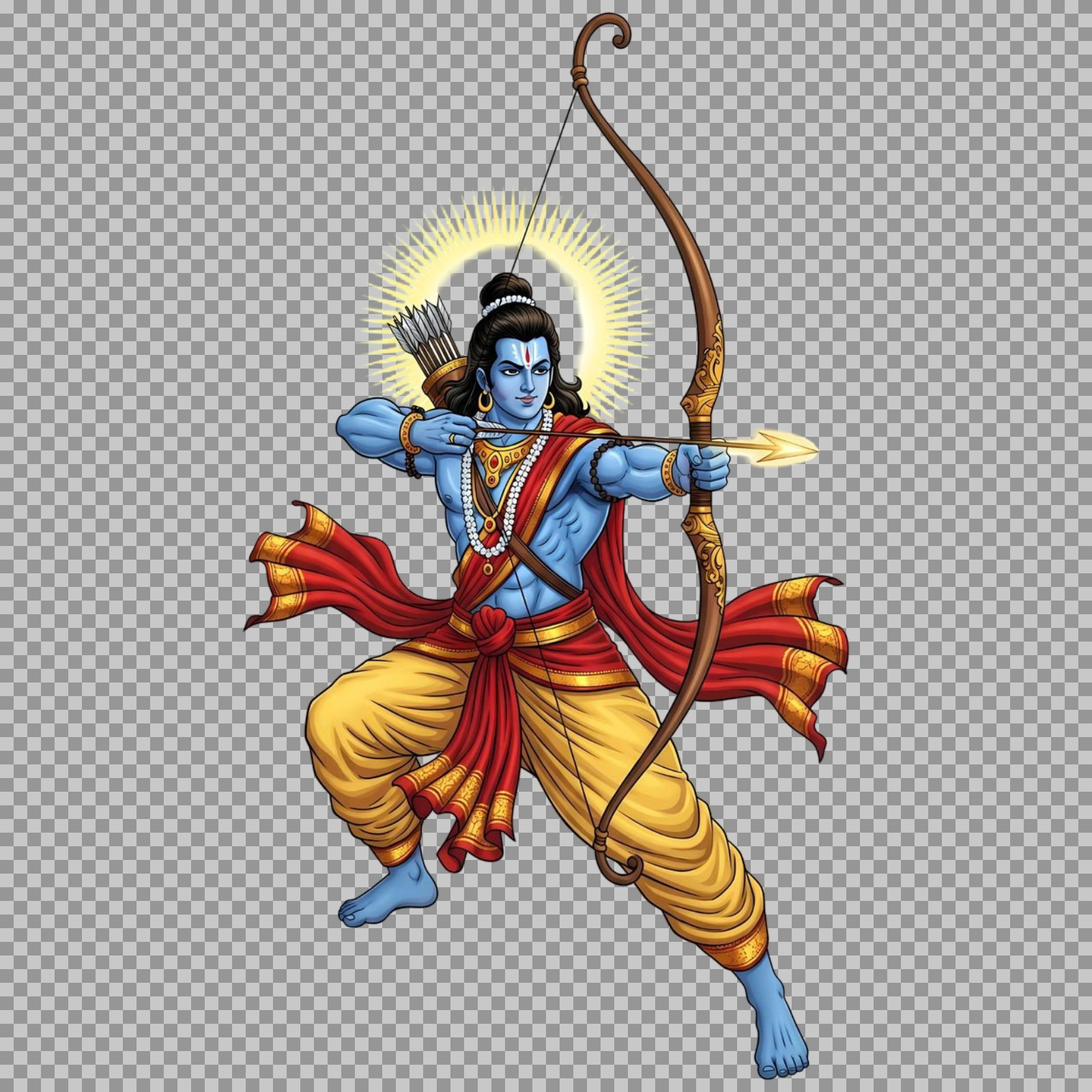 Lord Rama Aiming Bow PNG | Free Warrior God Illustration...