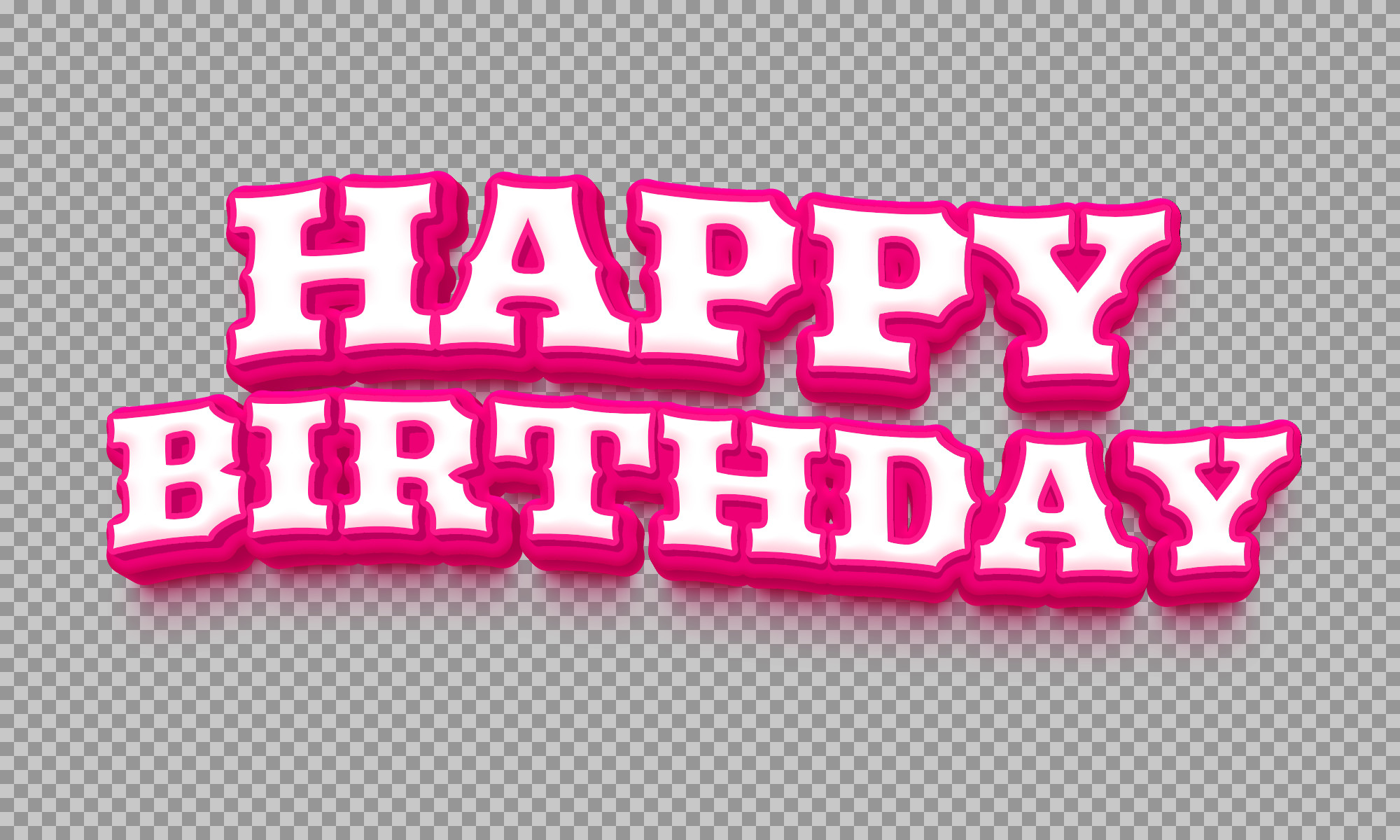 Happy Birthday Pink 3D Text PNG - Free Download...