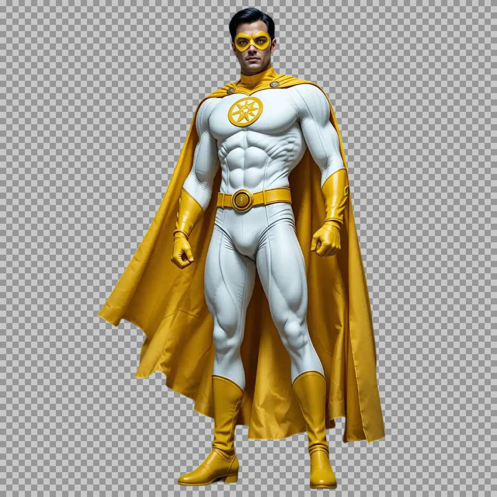 White and Yellow Superhero PNG | Original Character Art